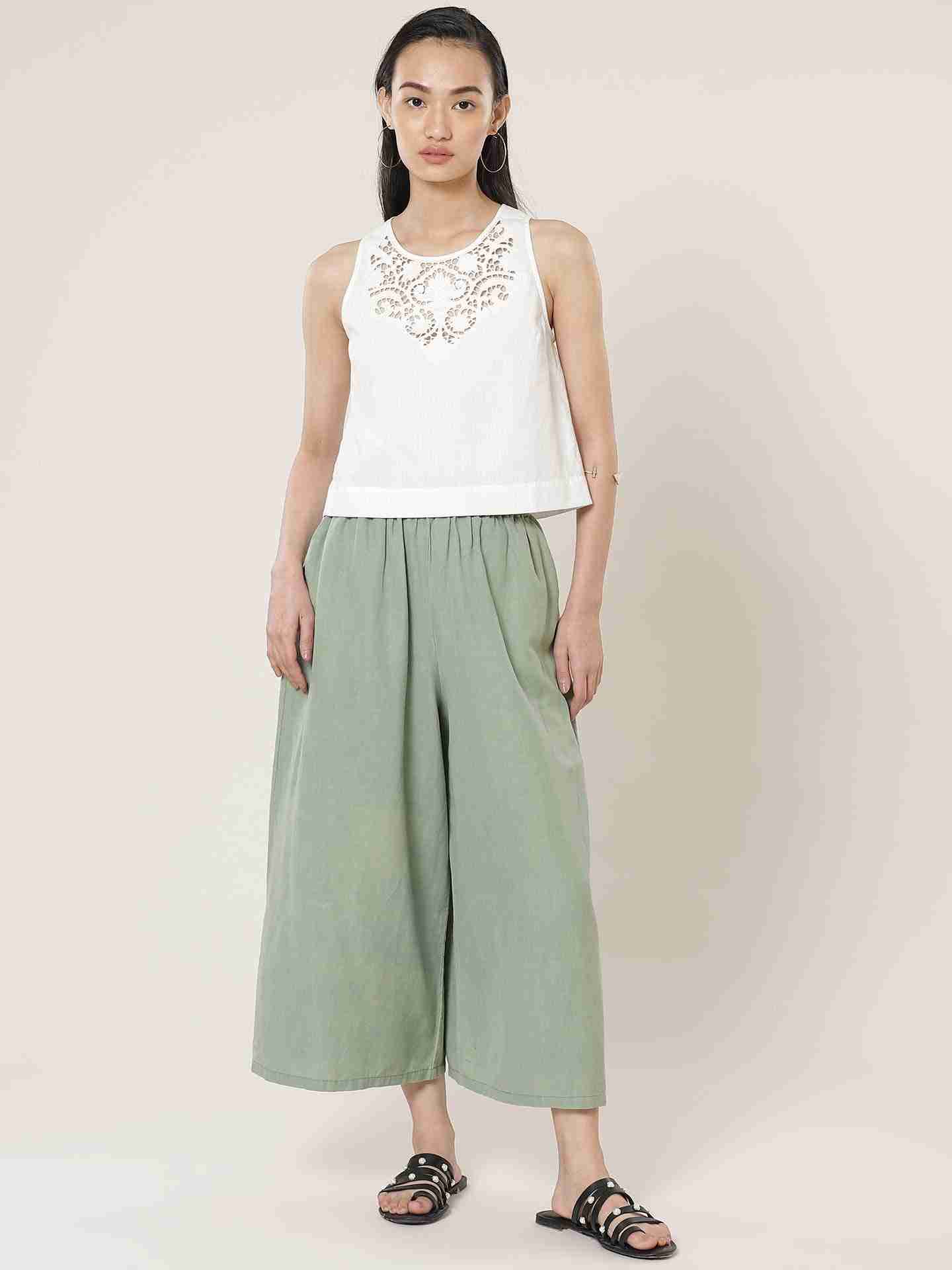 Off White Fashion Flair Crop Top