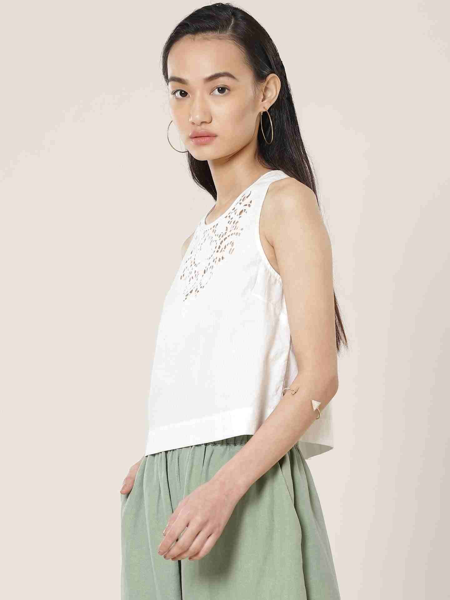 Off White Fashion Flair Crop Top