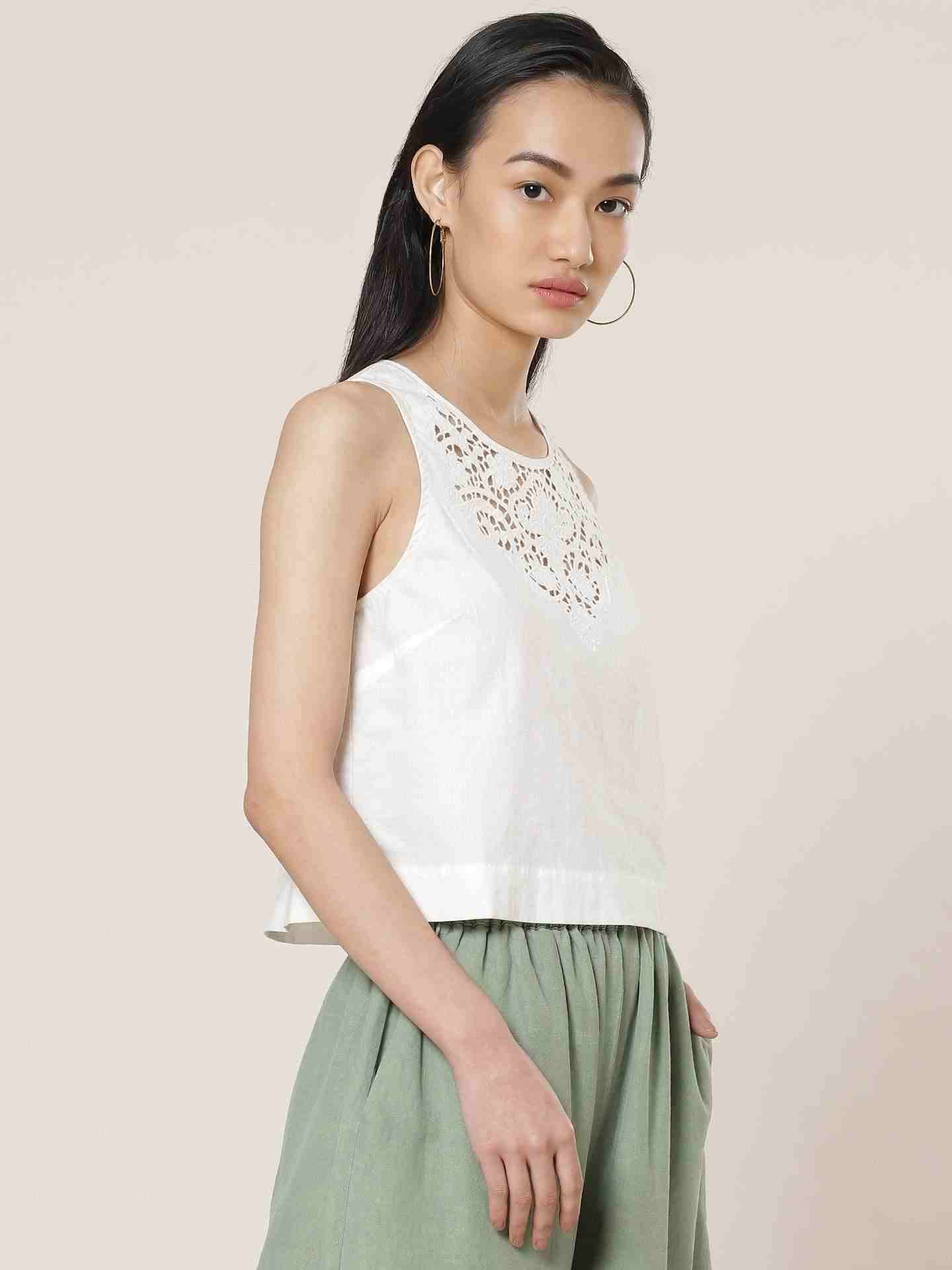 Off White Fashion Flair Crop Top