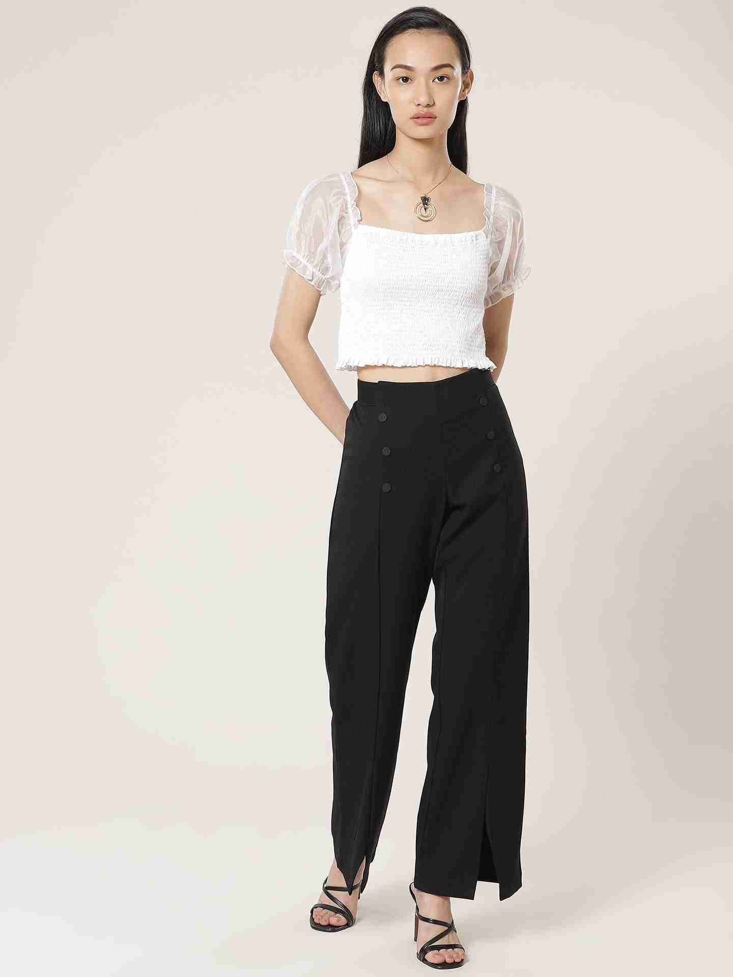 White Fashion Flair Crop Top
