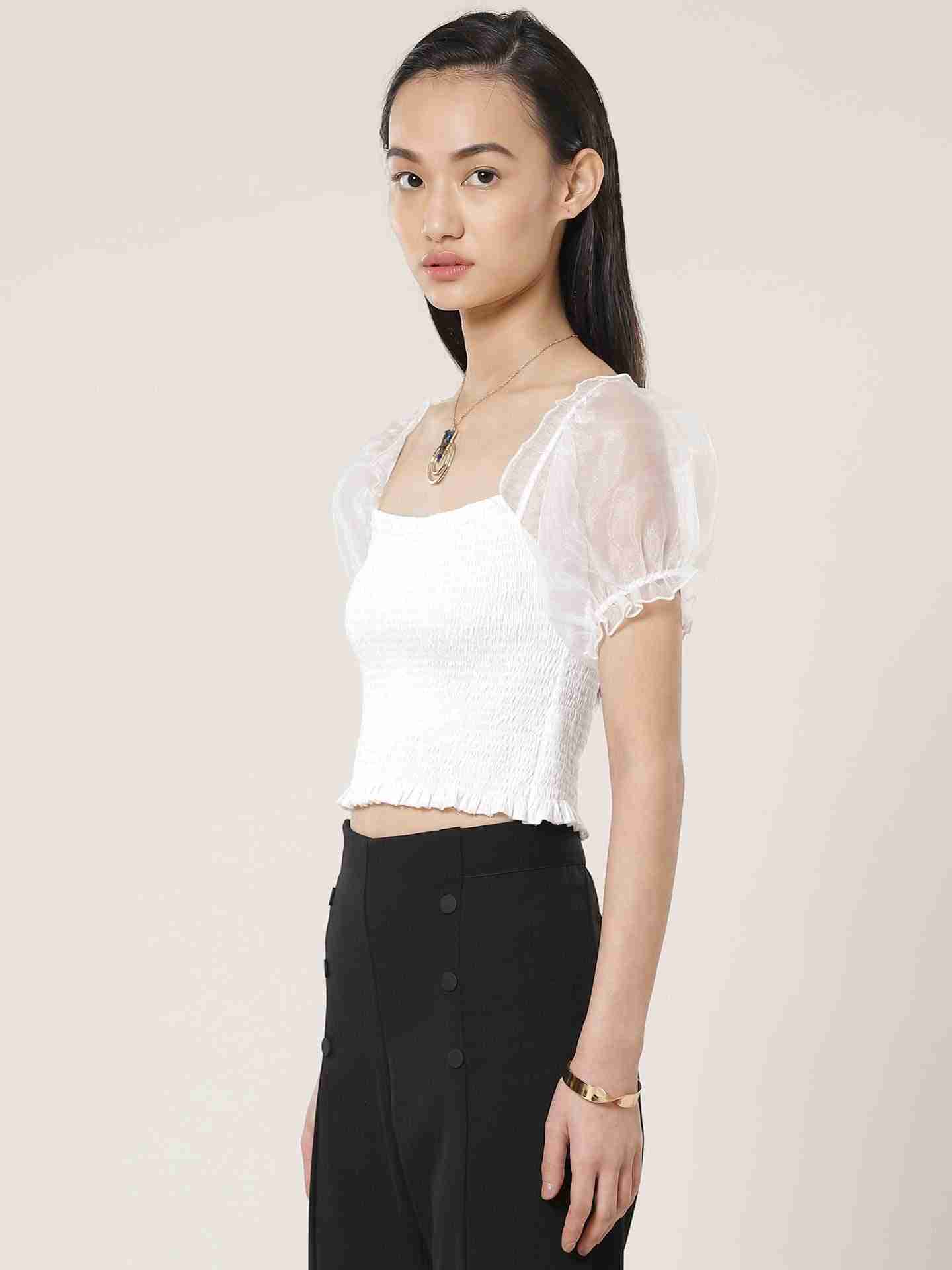 White Fashion Flair Crop Top