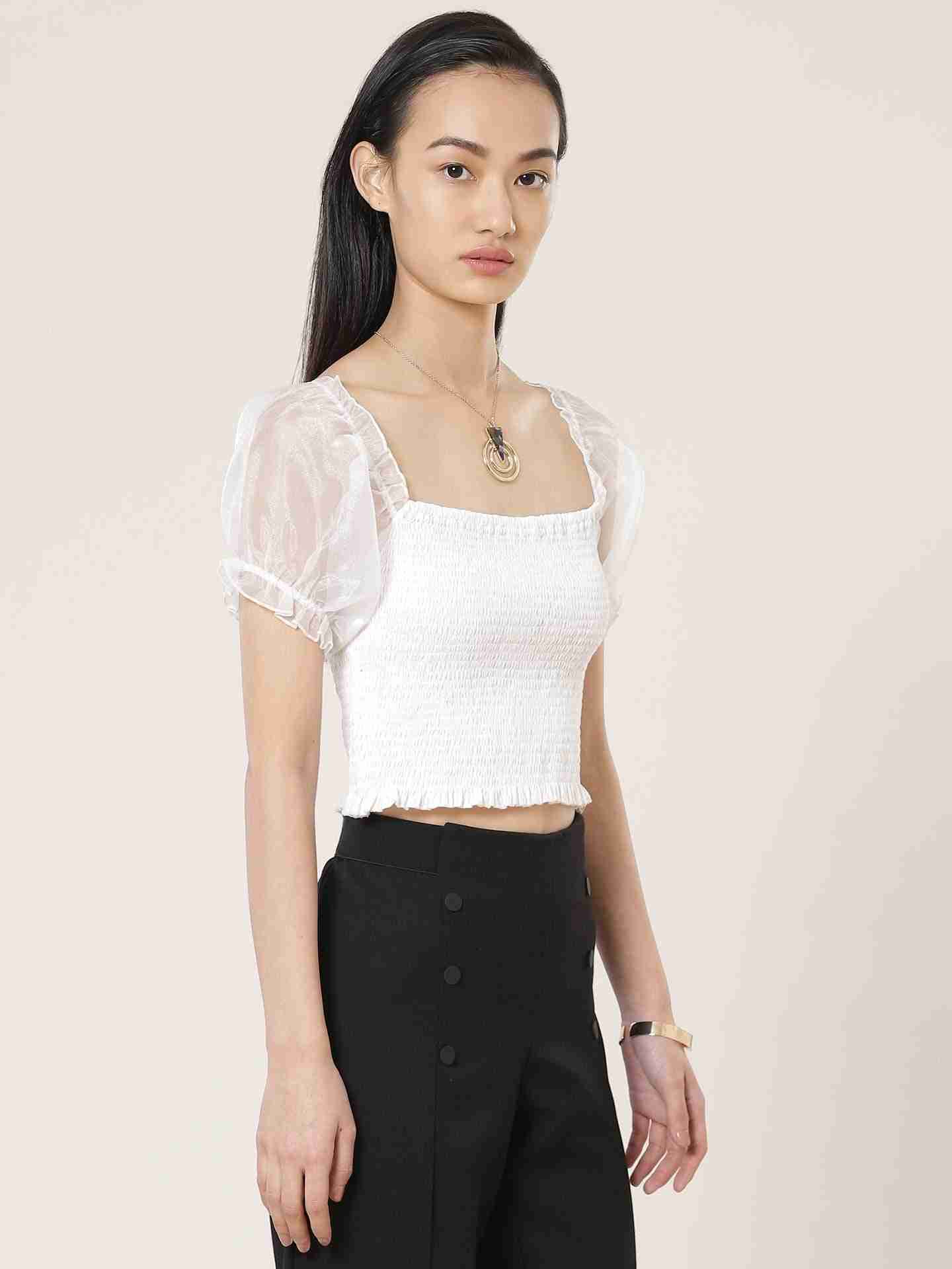 White Fashion Flair Crop Top