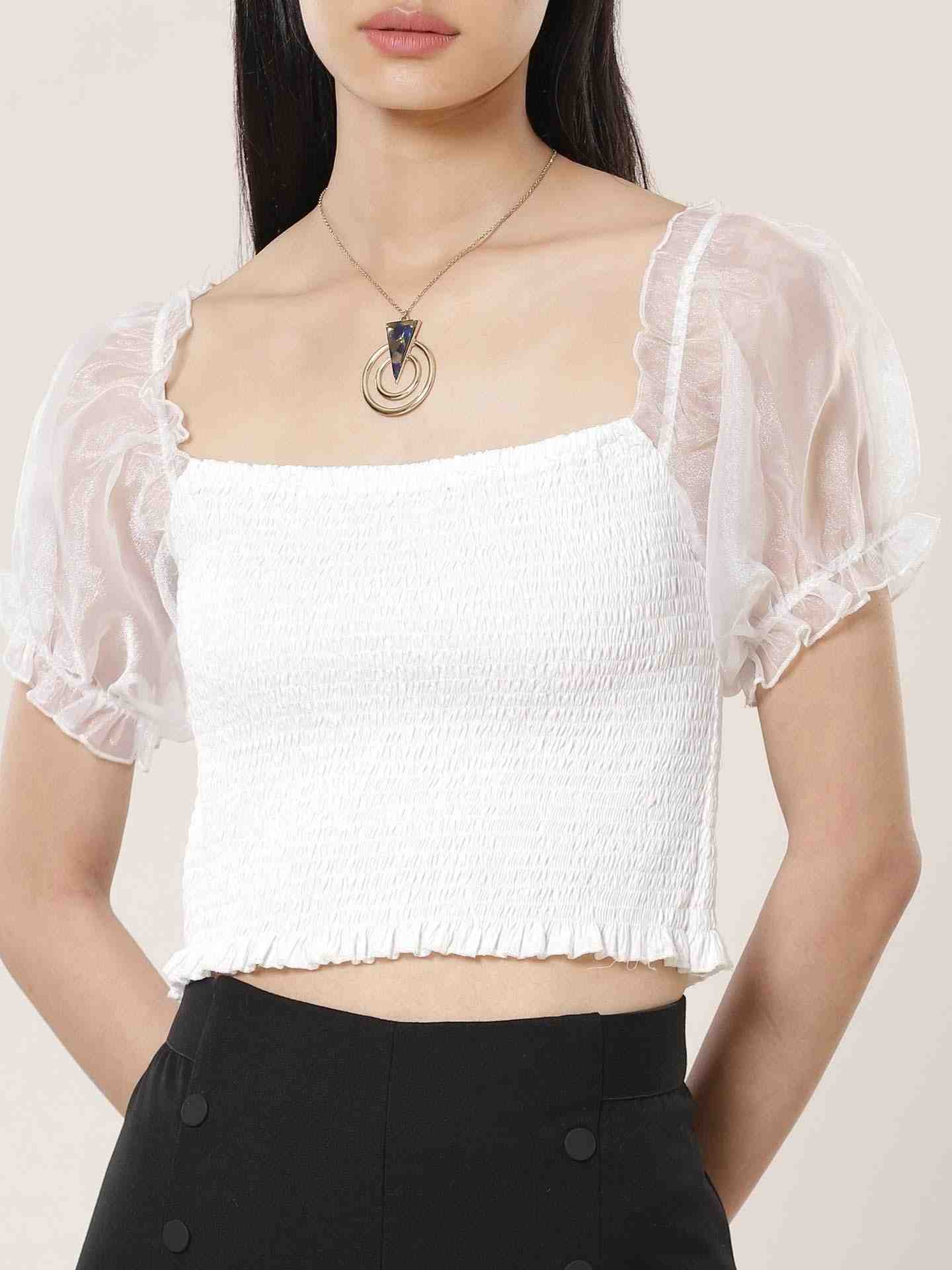 White Fashion Flair Crop Top