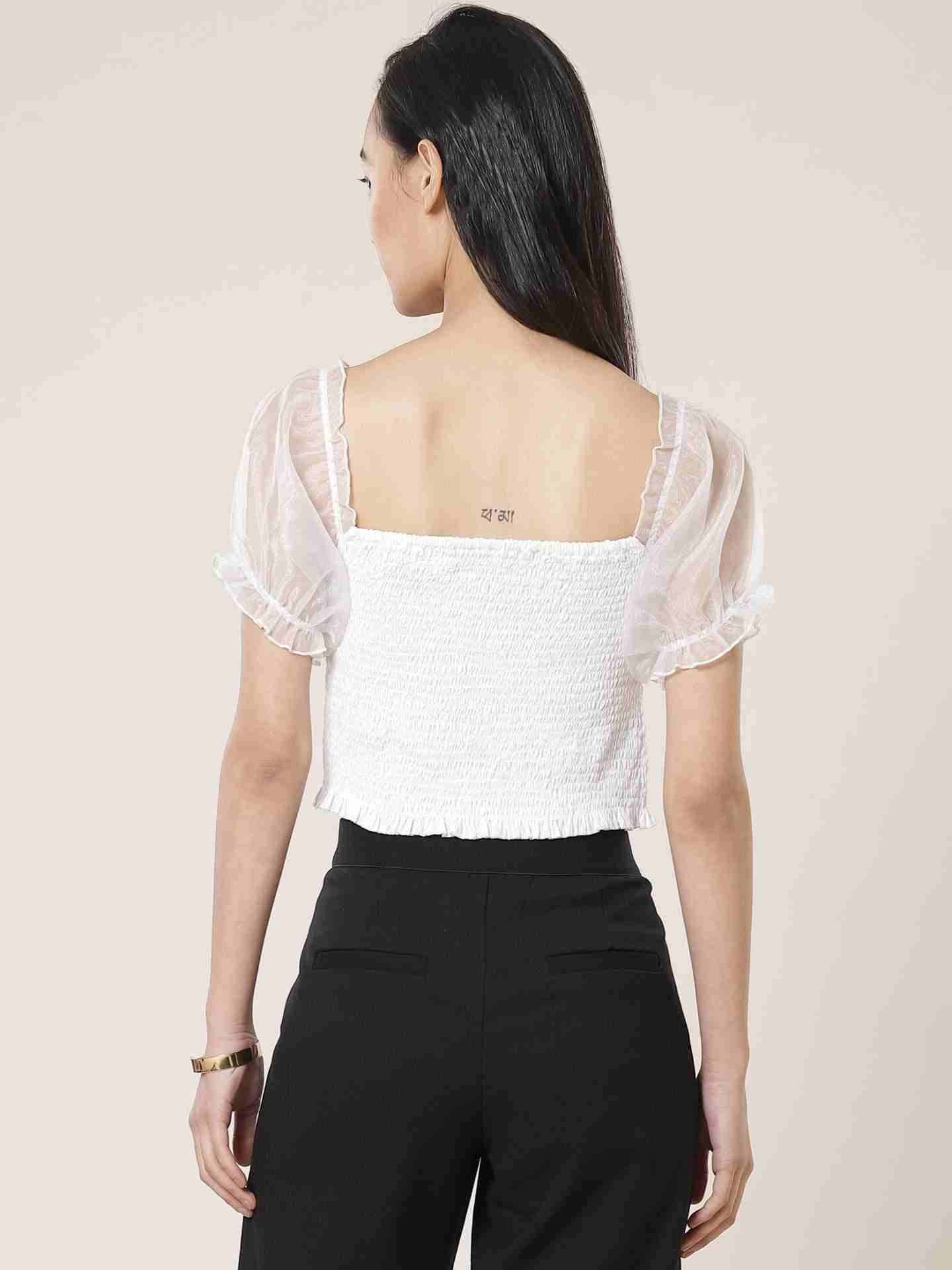 White Fashion Flair Crop Top