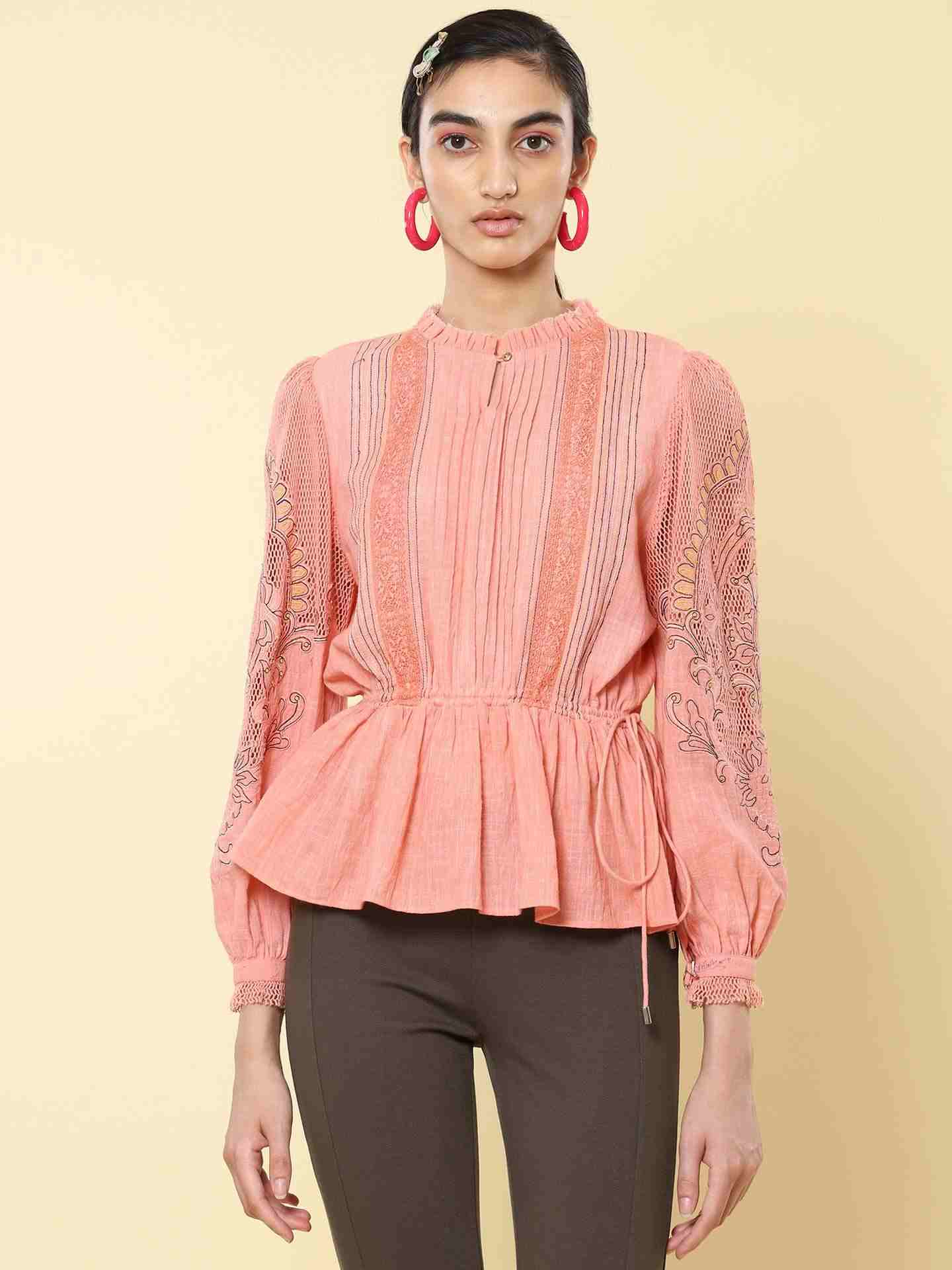 Pink Stella Embroidery Top