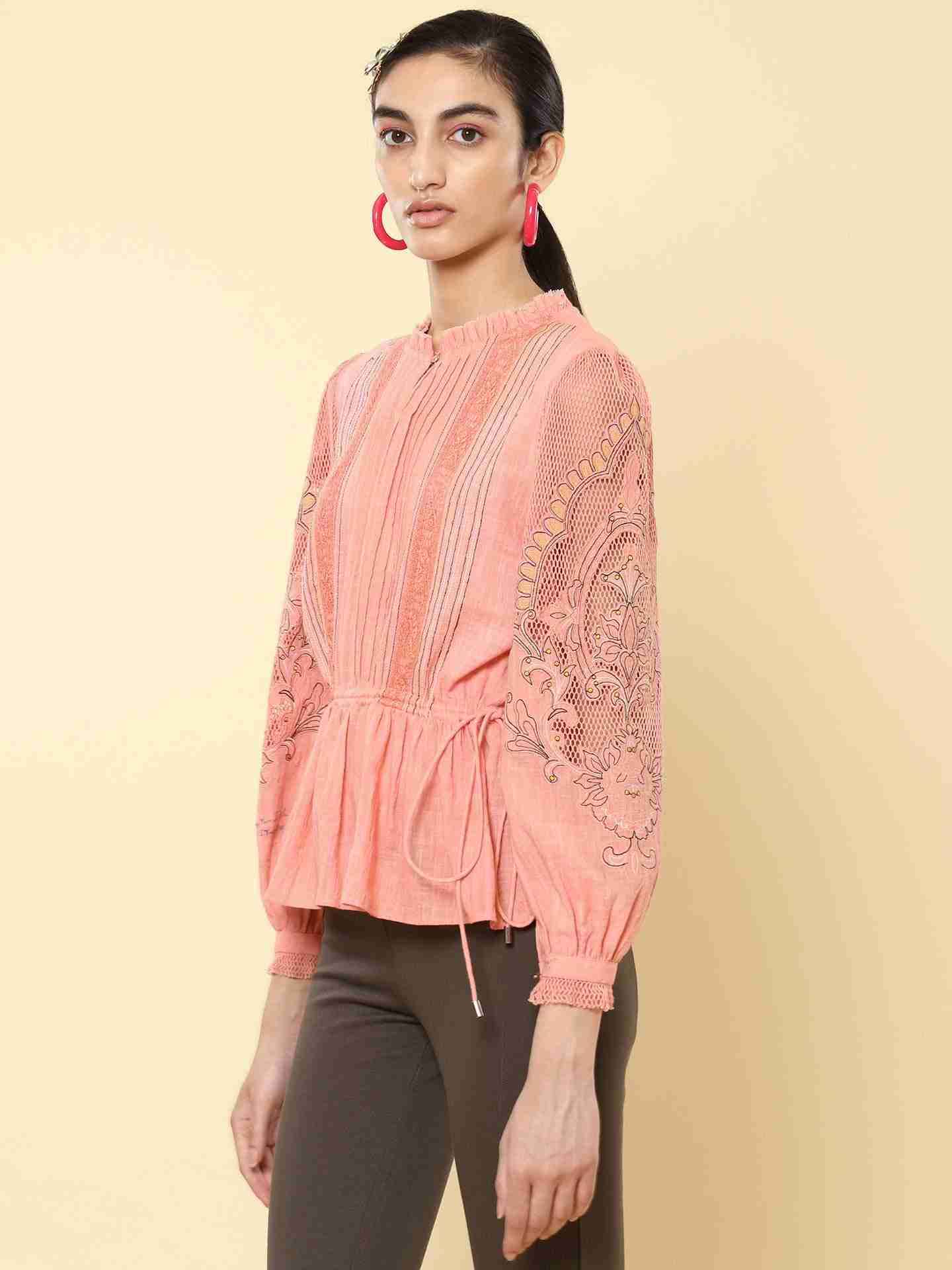 Pink Stella Embroidery Top