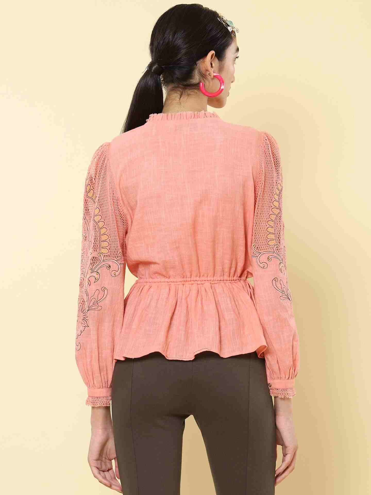 Pink Stella Embroidery Top