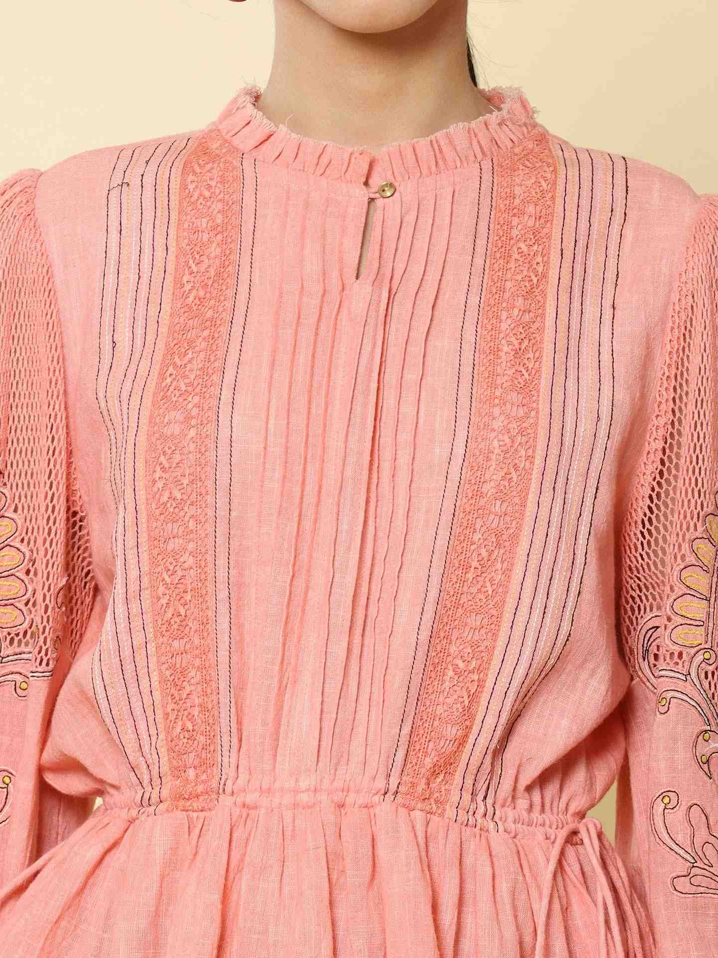 Pink Stella Embroidery Top