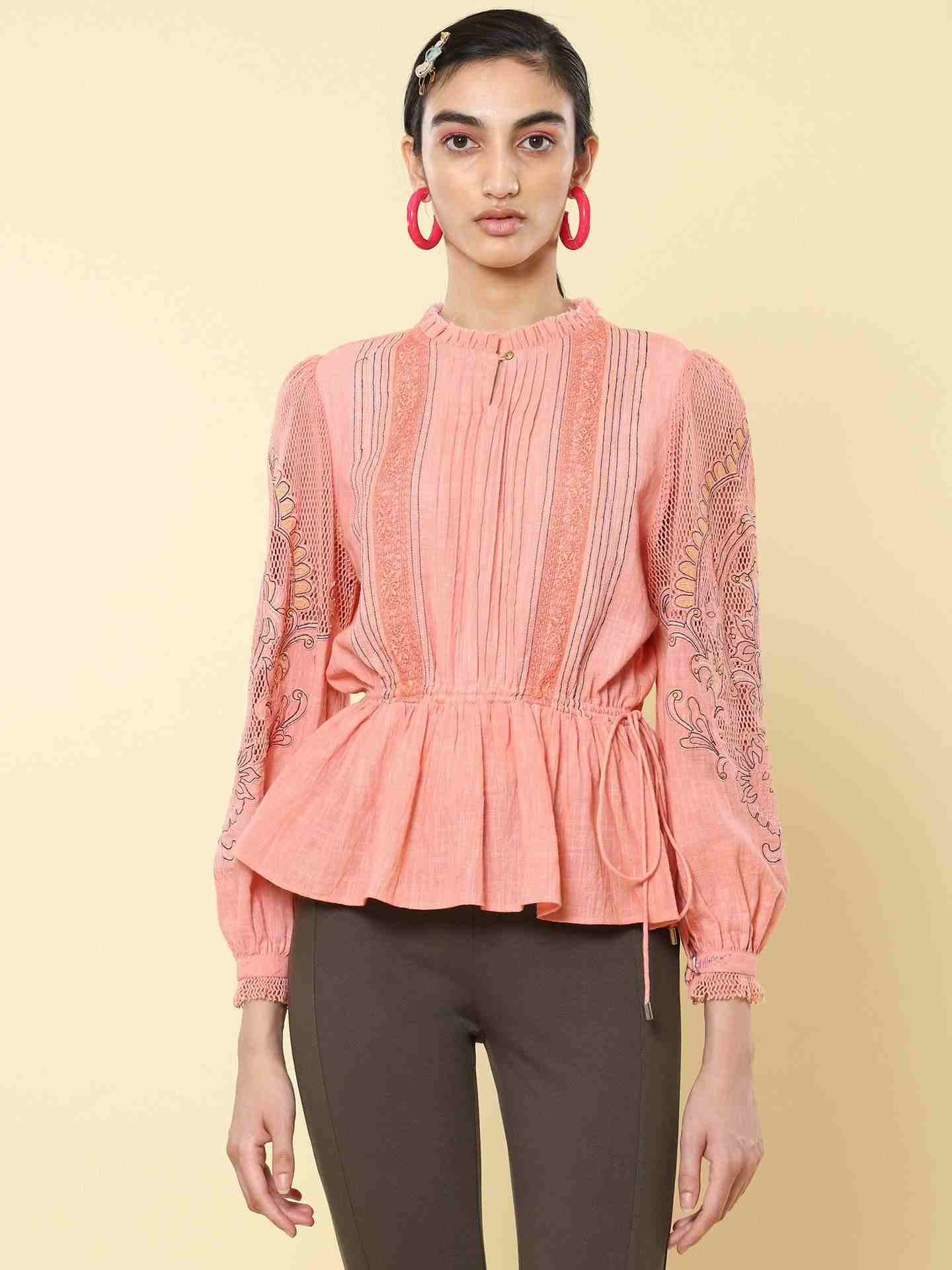 Pink Stella Embroidery Top