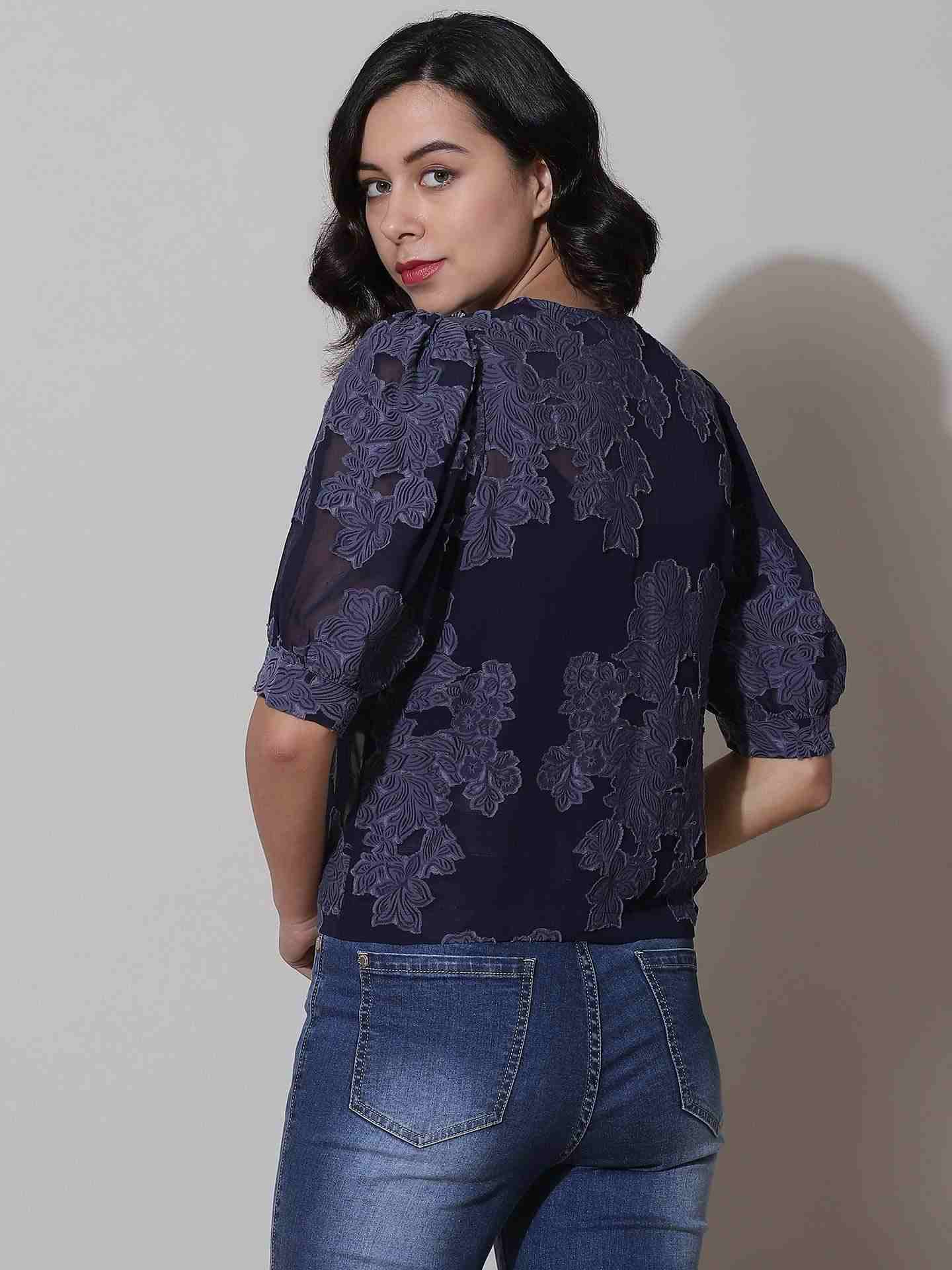 Navy Floro Top