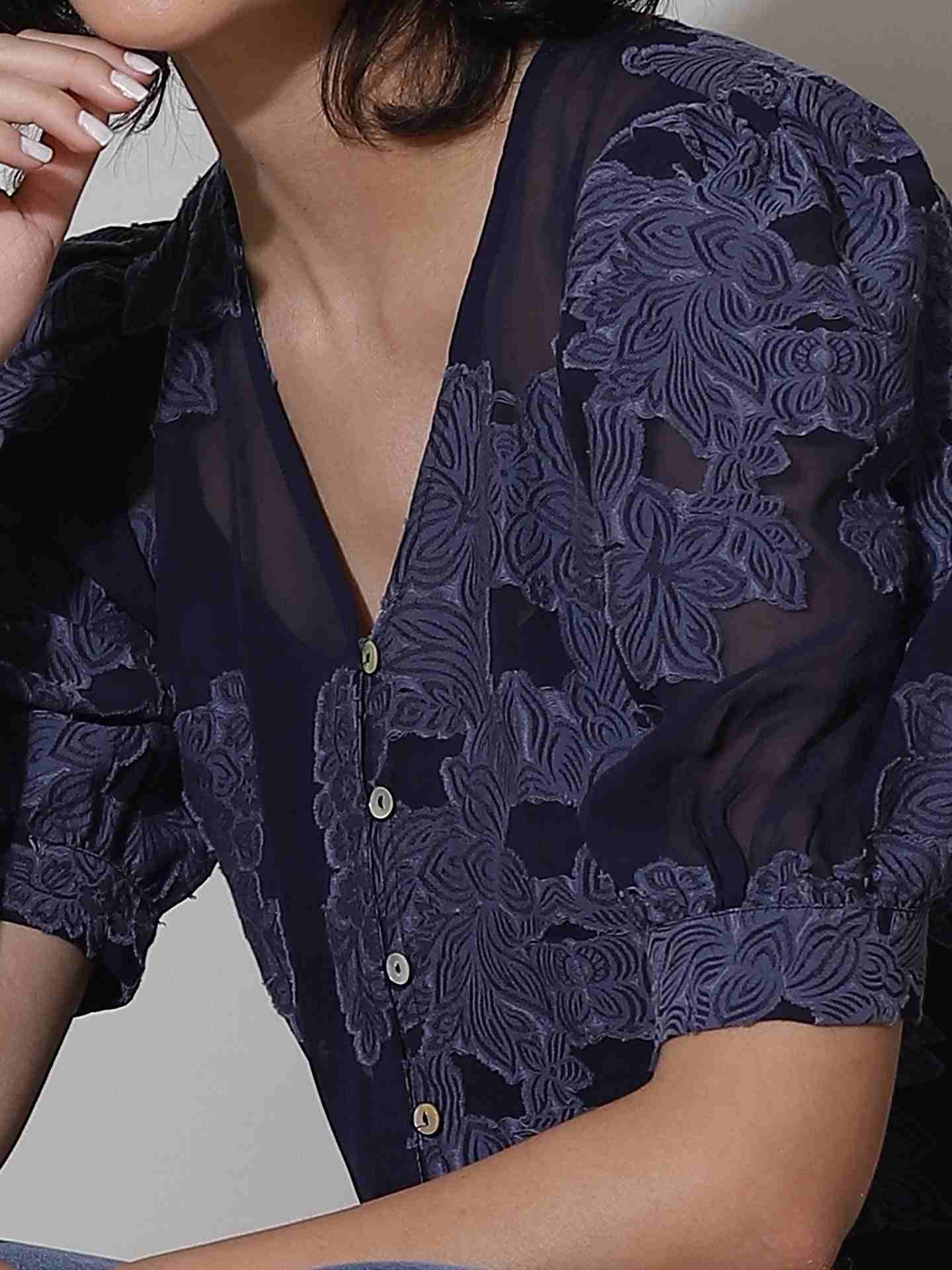 Navy Floro Top