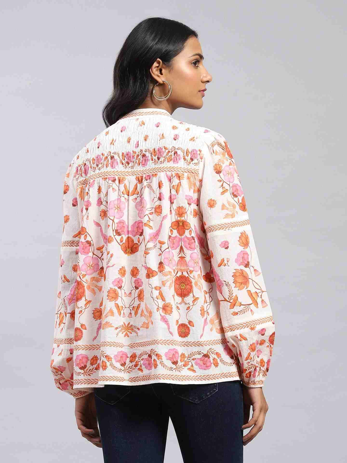Ivory Palace Flowers Peasant Top