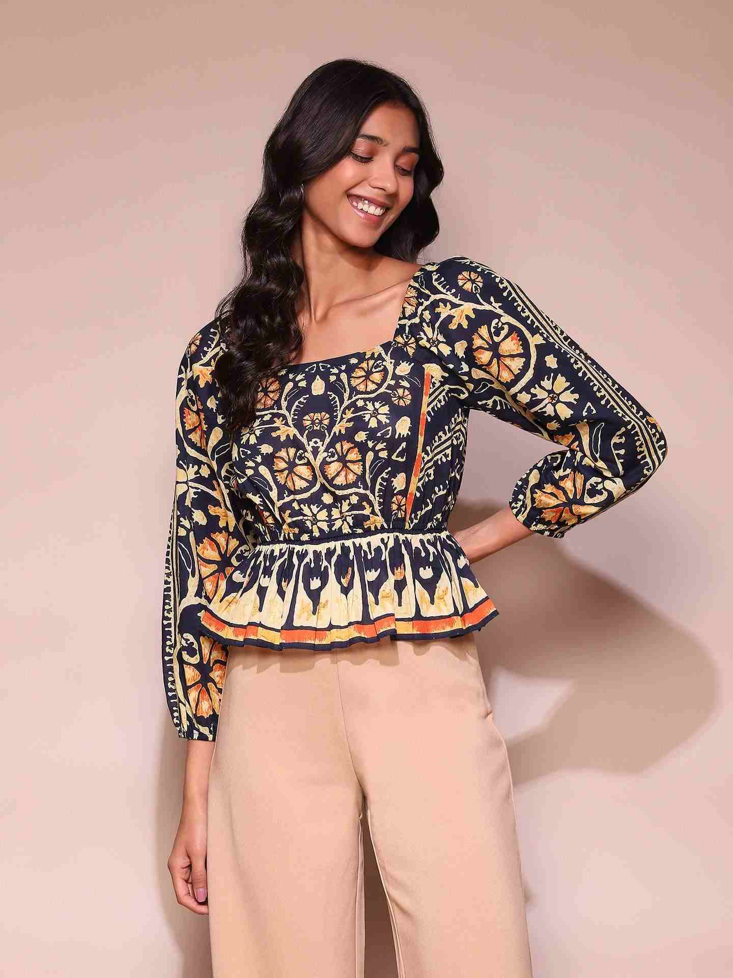 Navy Sezanne Crop Top
