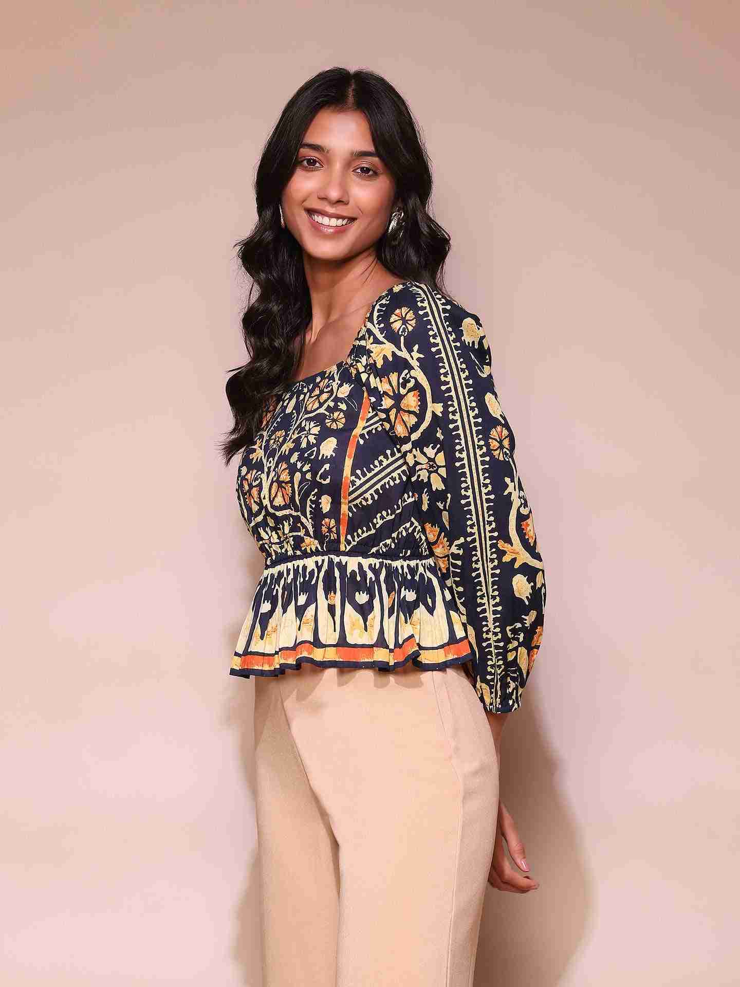 Navy Sezanne Crop Top