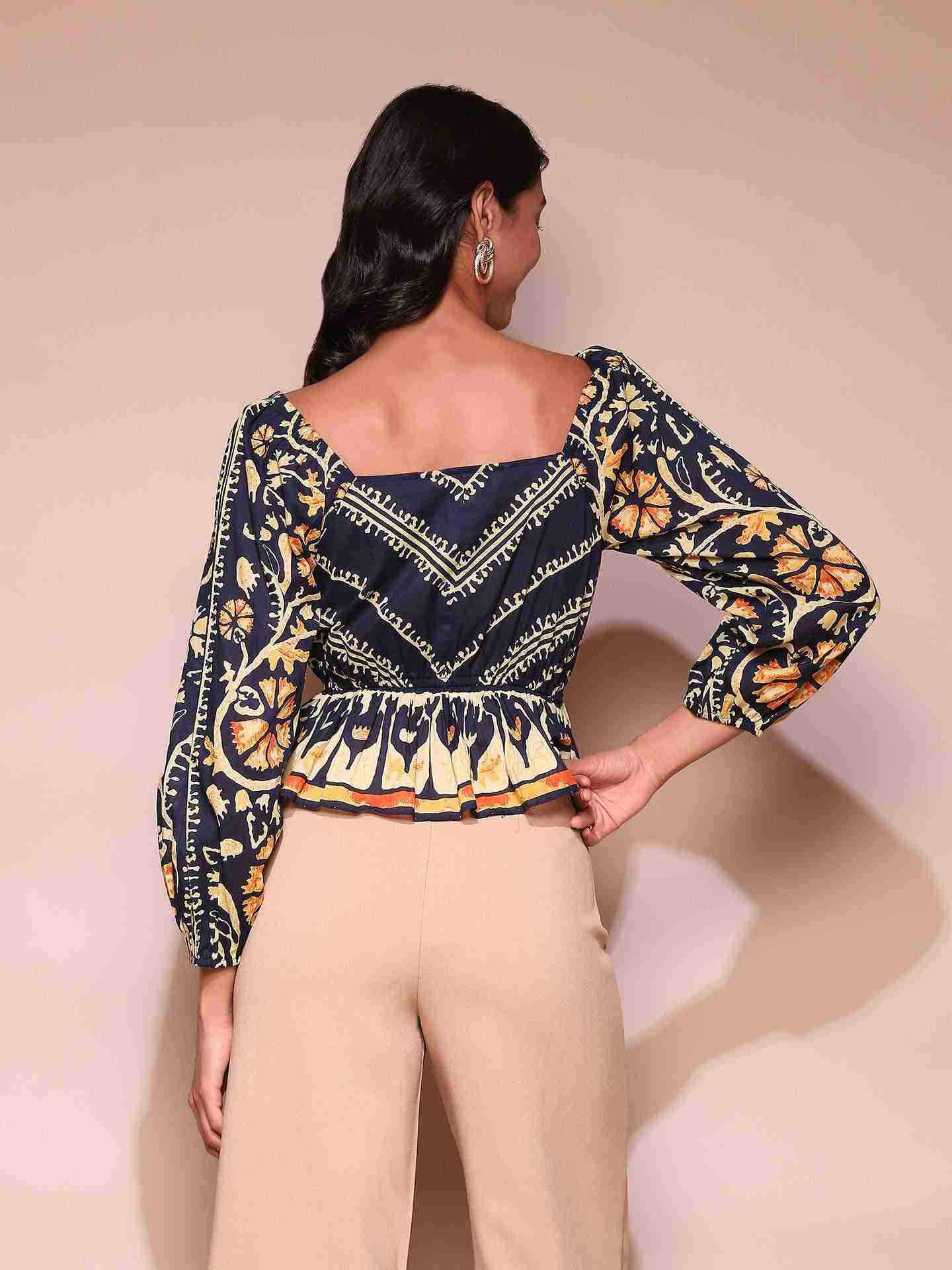 Navy Sezanne Crop Top