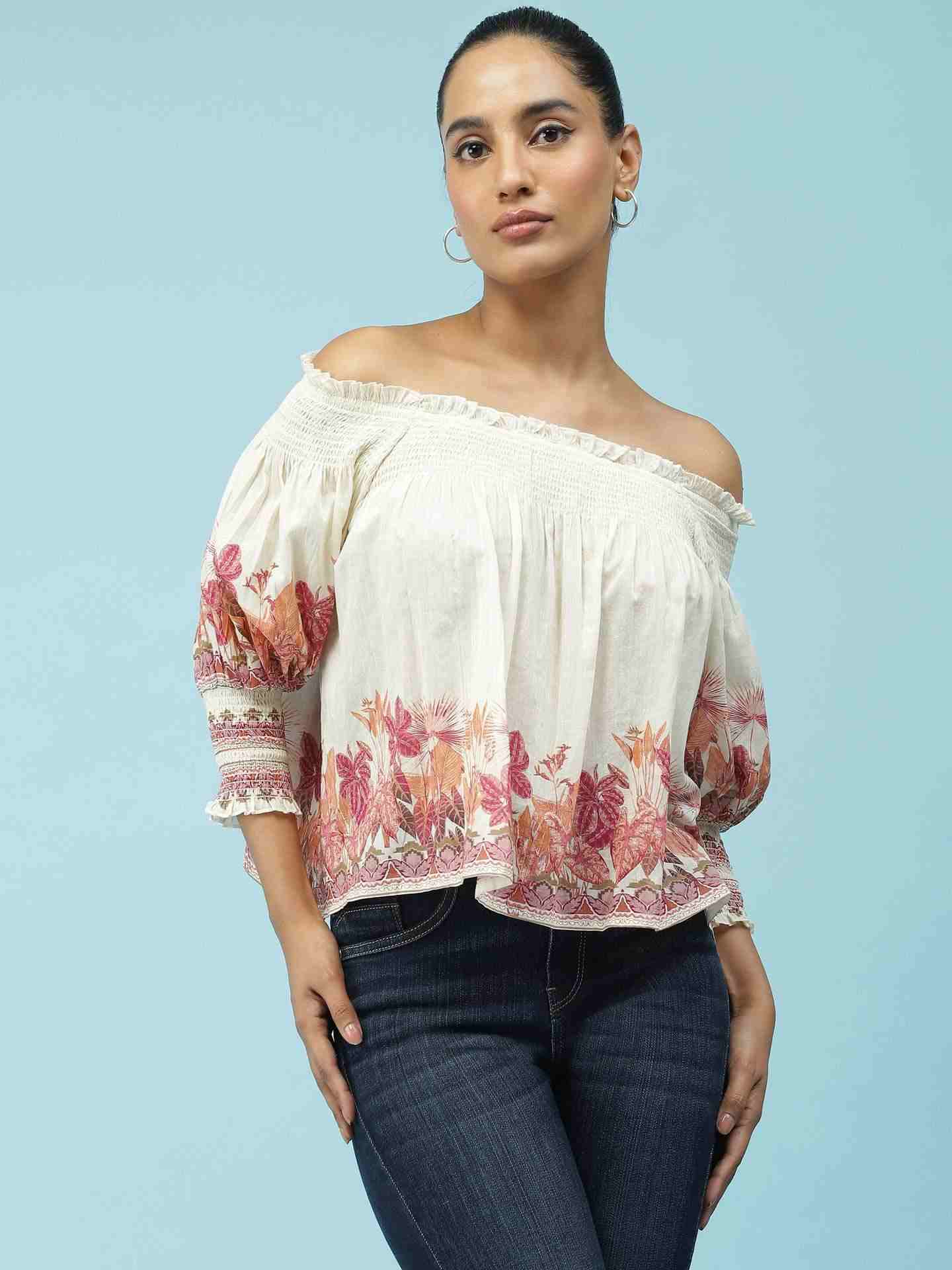 Pink Tropical Charm Boxy Top