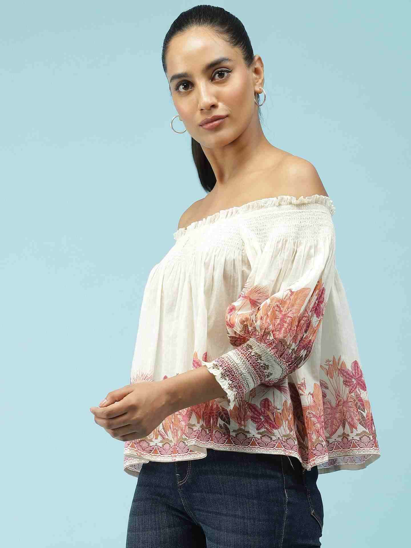 Pink Tropical Charm Boxy Top