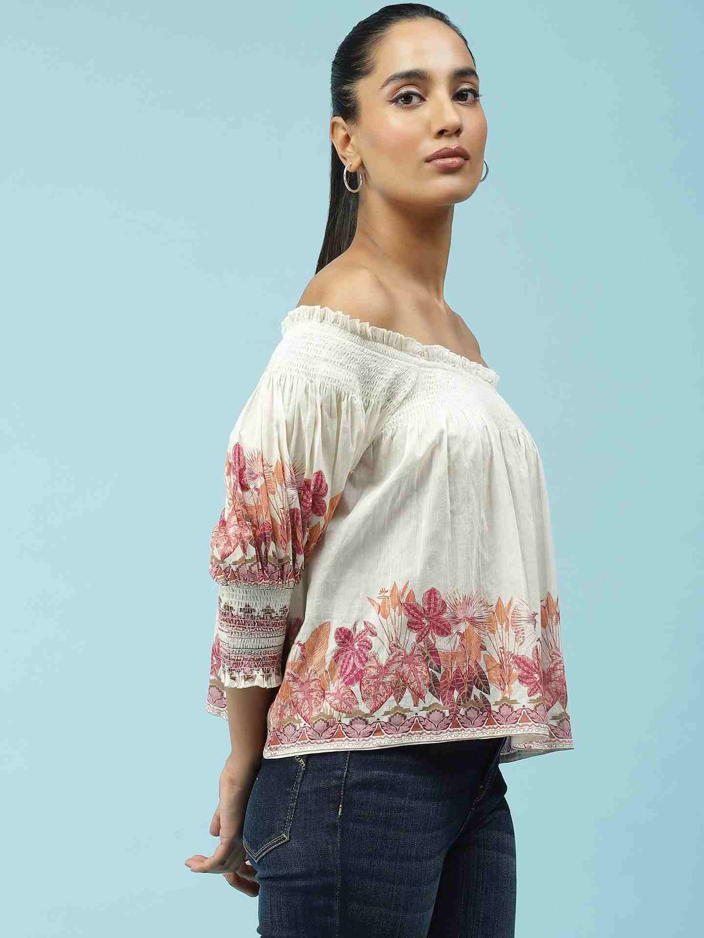 Pink Tropical Charm Boxy Top