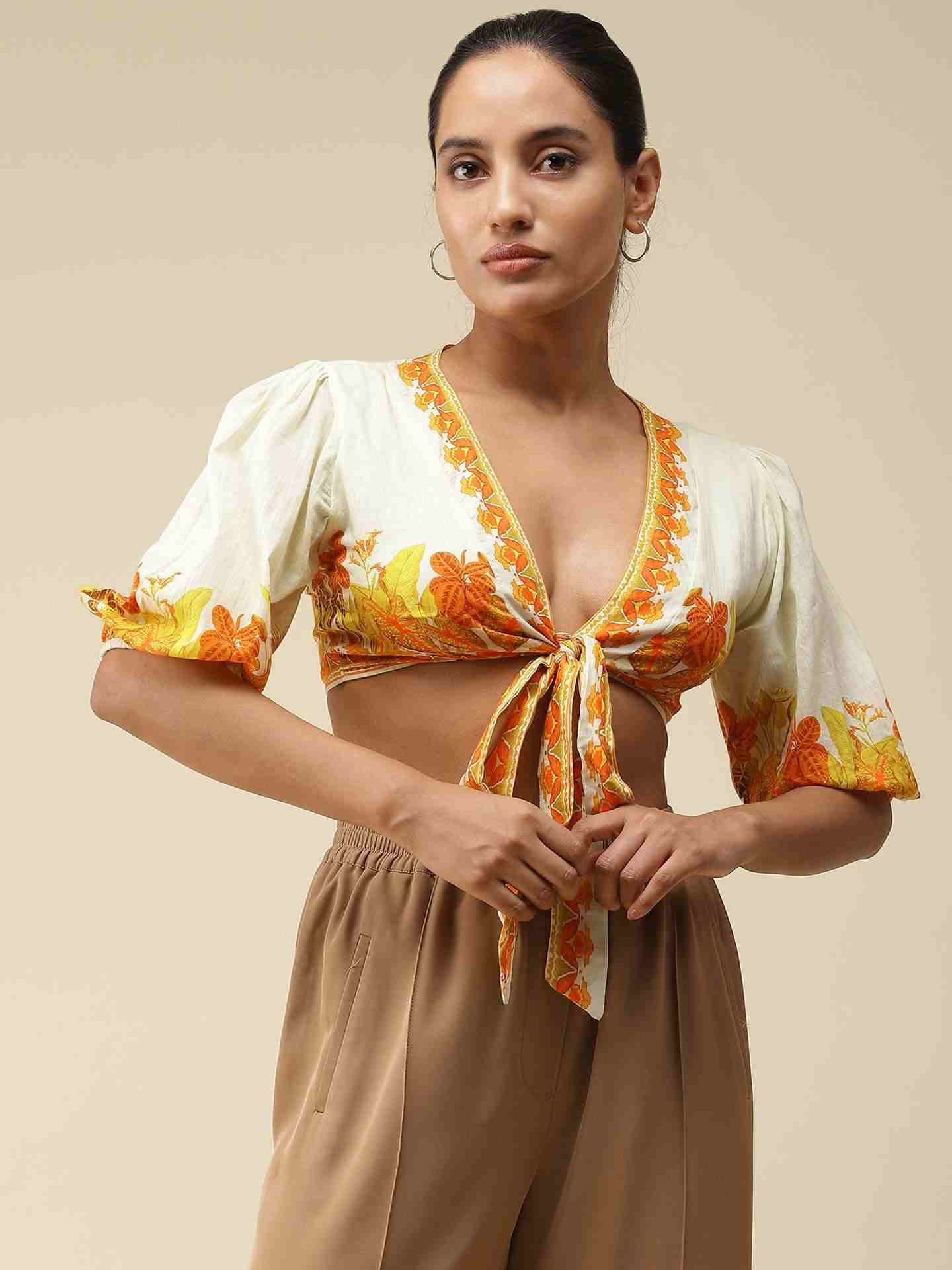 Yellow Tropical Charm Crop Top
