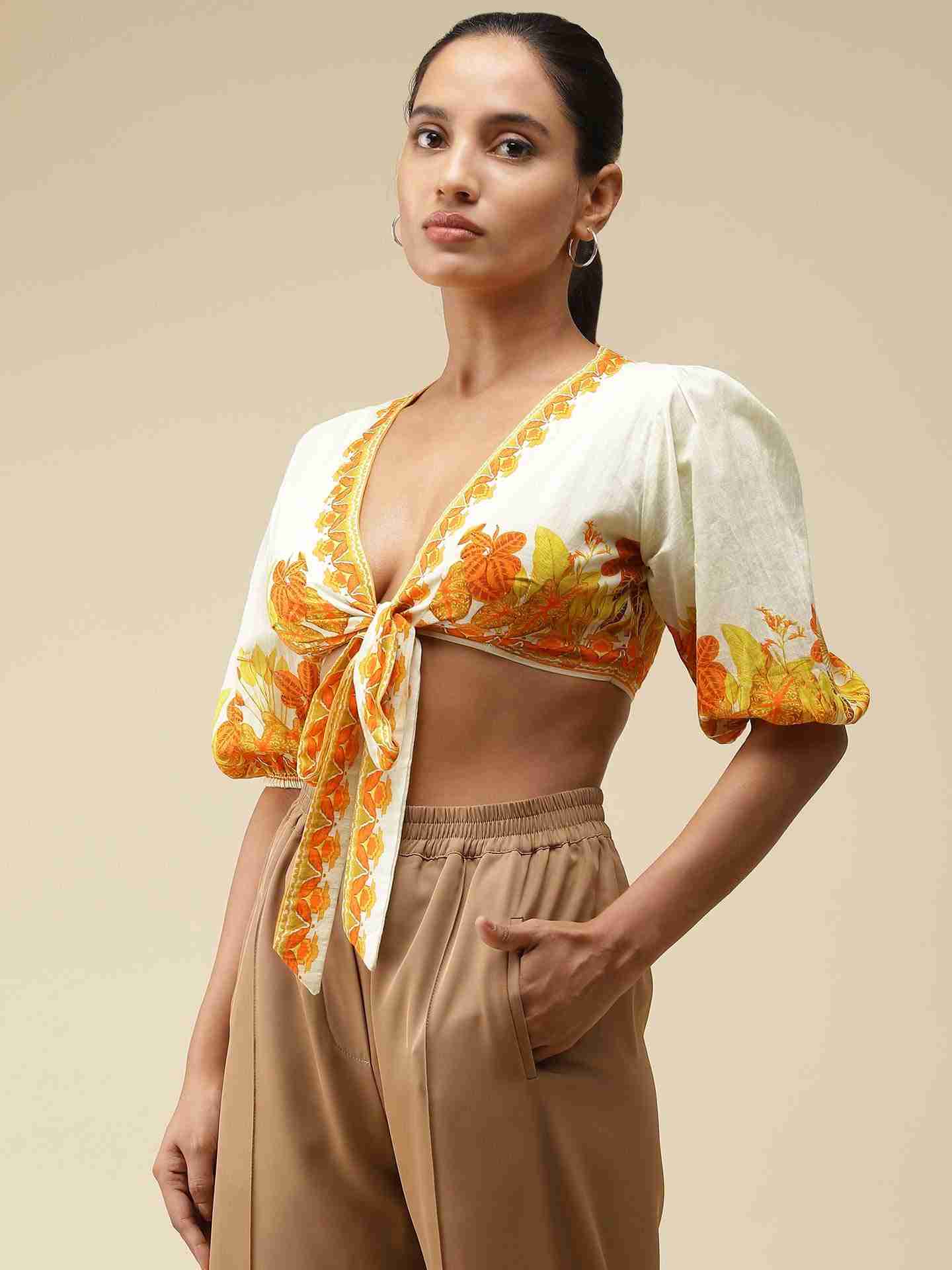 Yellow Tropical Charm Crop Top