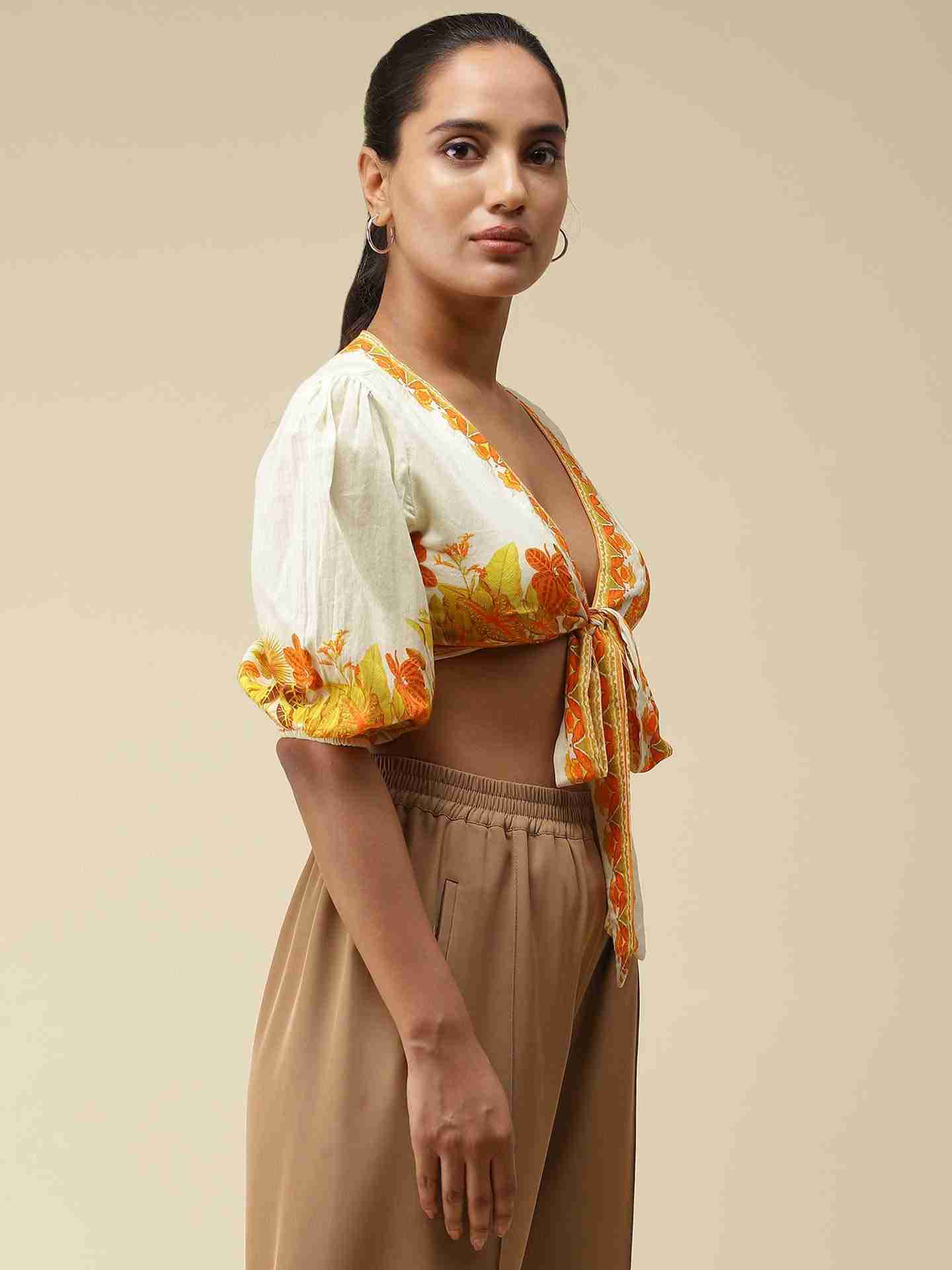Yellow Tropical Charm Crop Top