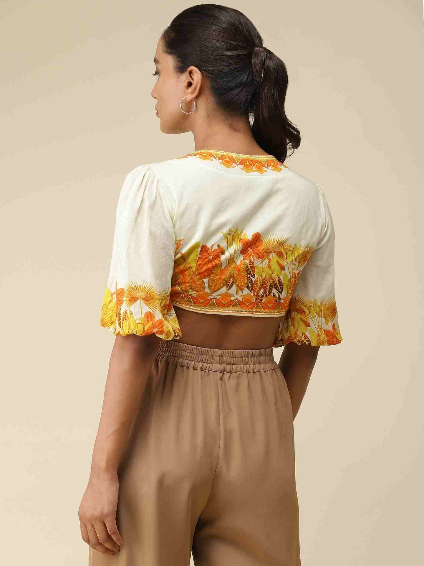 Yellow Tropical Charm Crop Top