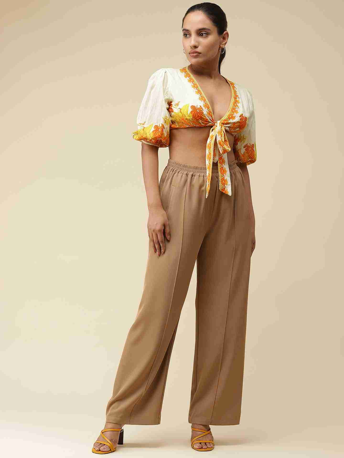 Yellow Tropical Charm Crop Top