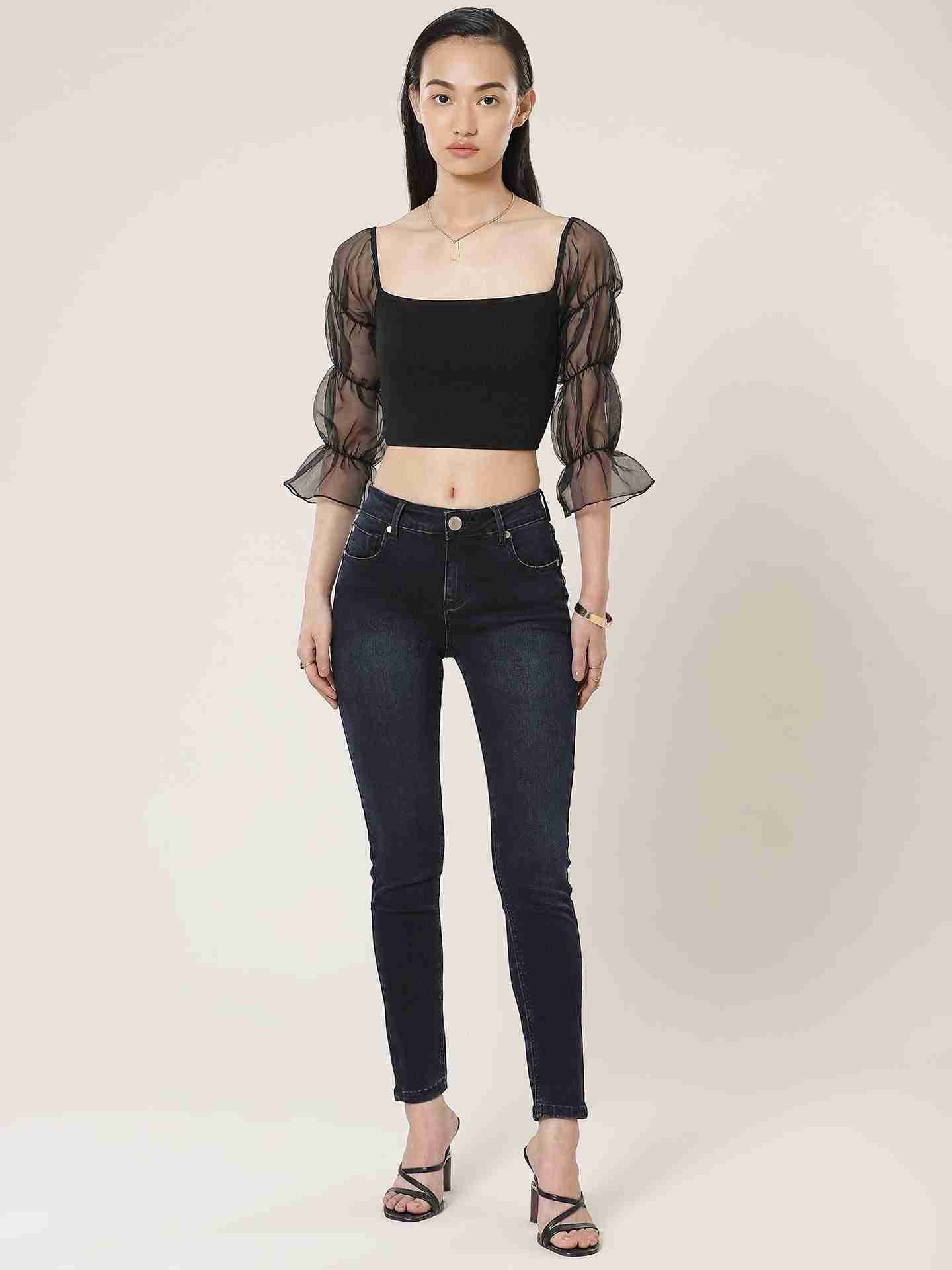 Black Fashion Flair Crop Top