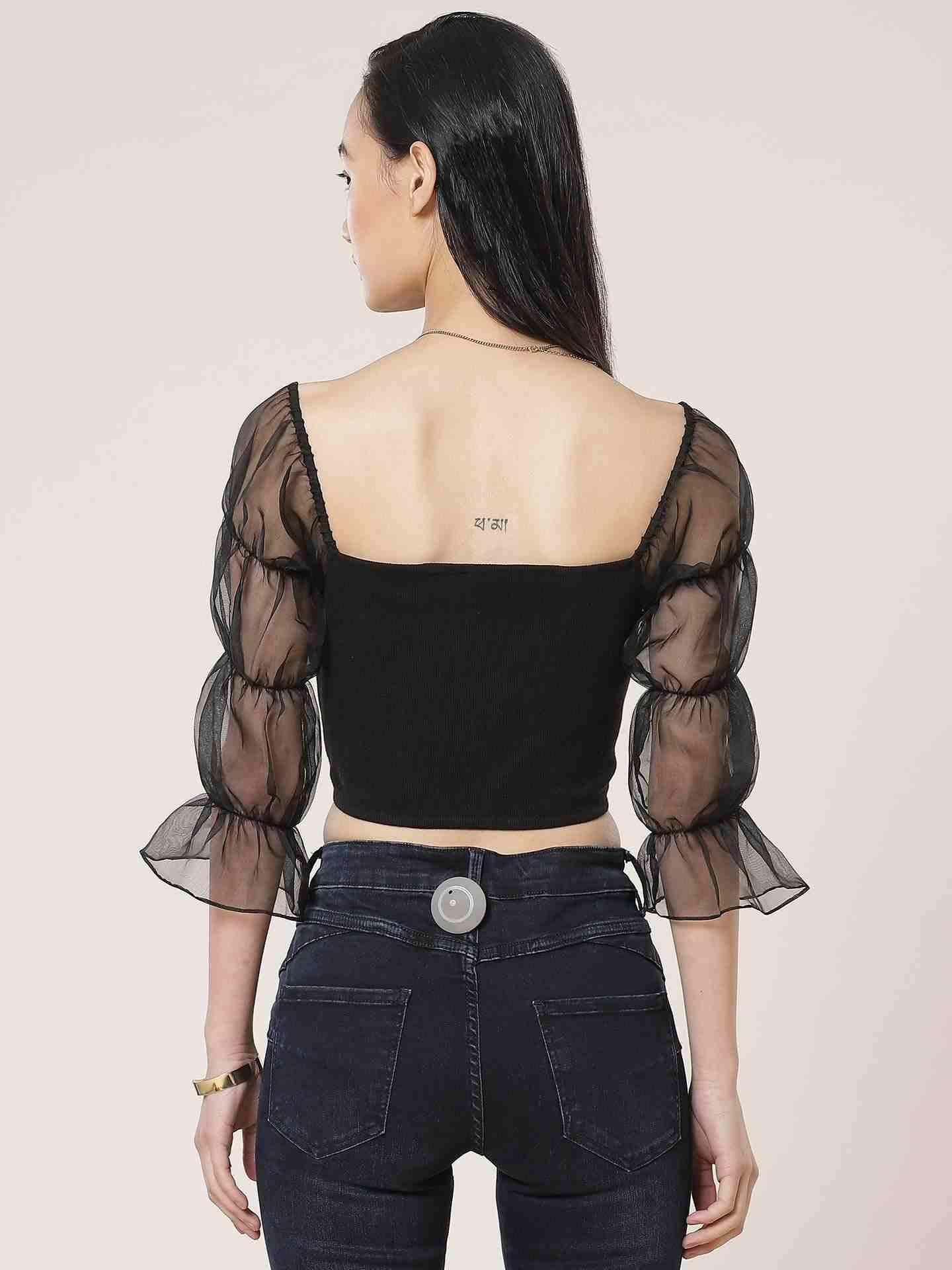 Black Fashion Flair Crop Top