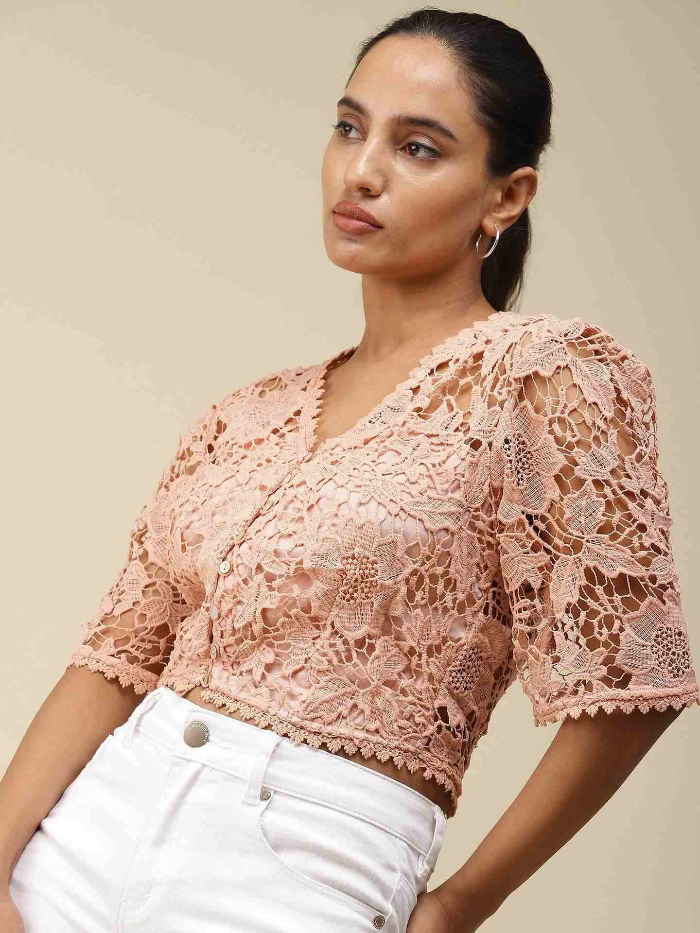 Peach Celine Crop Top