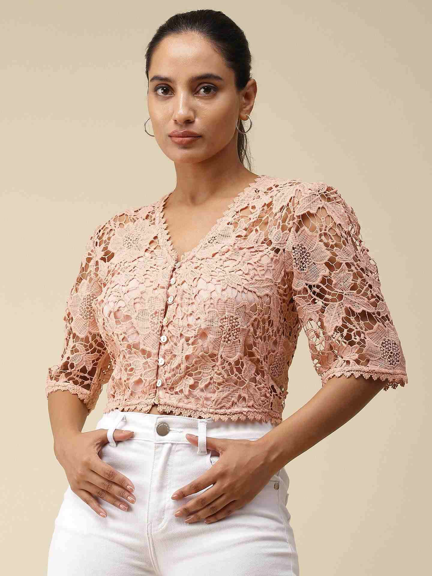 Peach Celine Crop Top