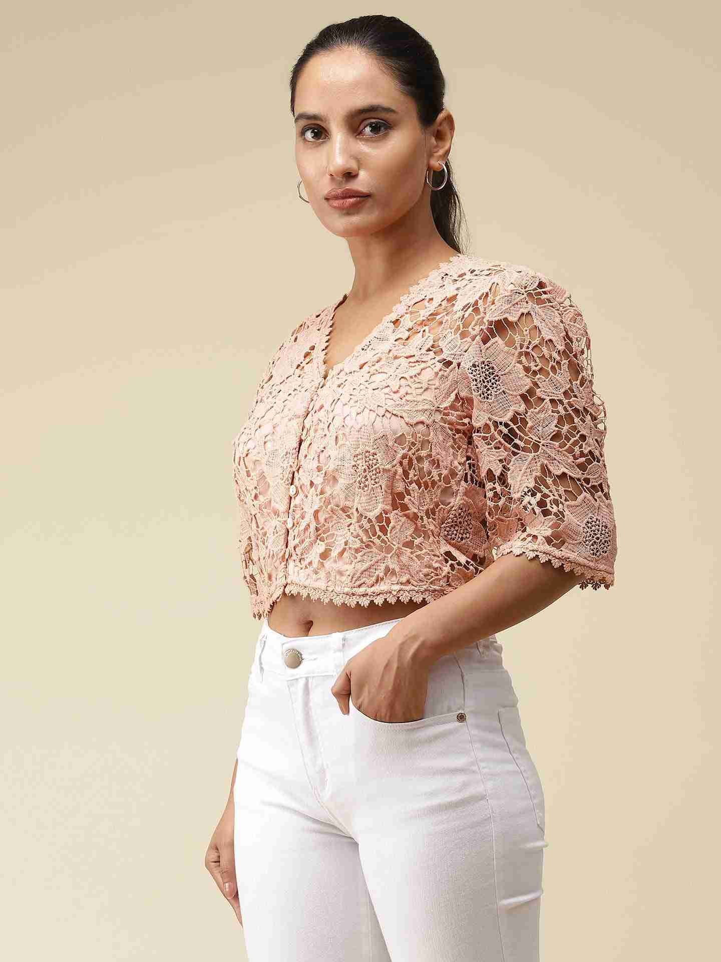 Peach Celine Crop Top