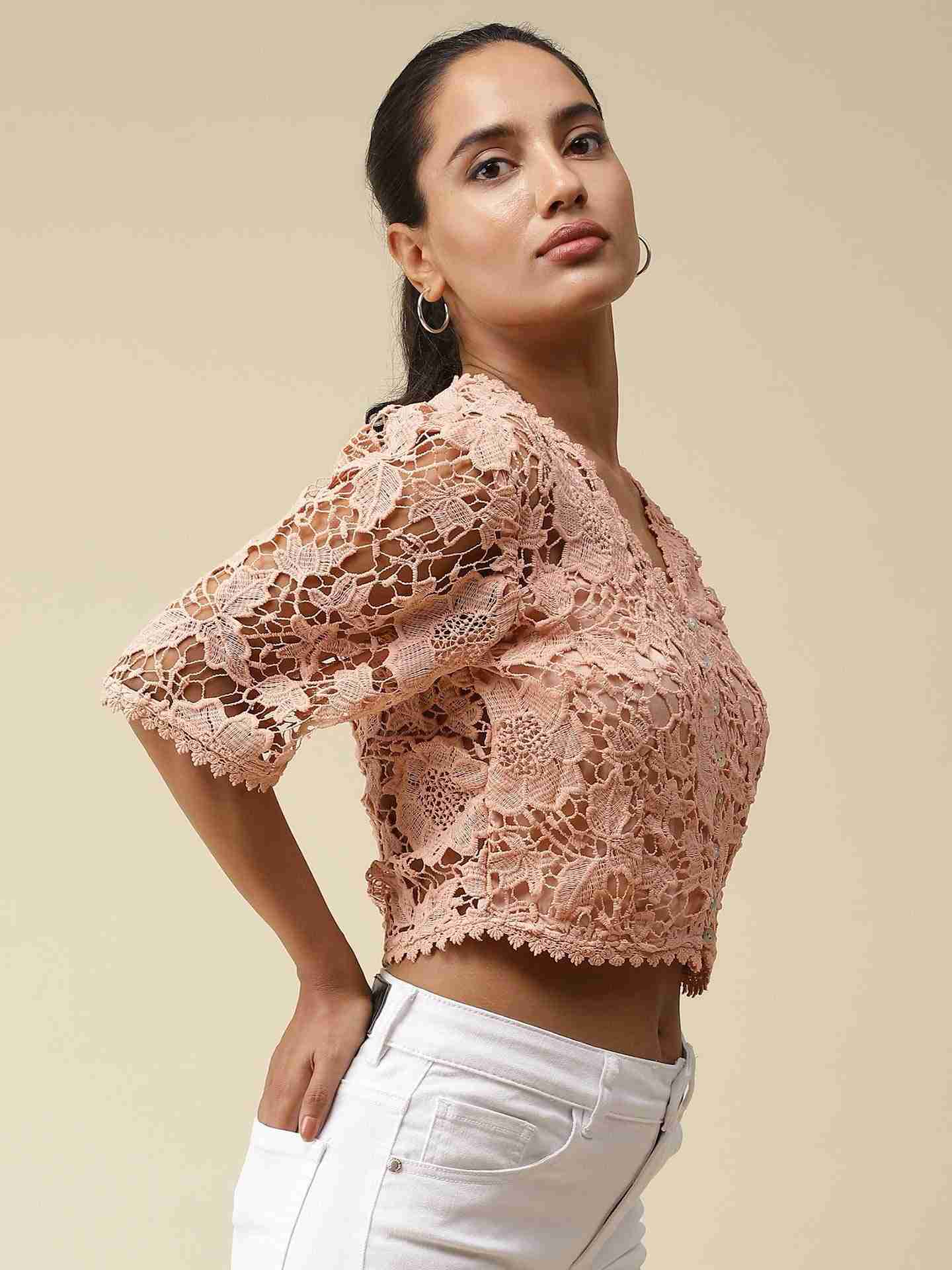 Peach Celine Crop Top