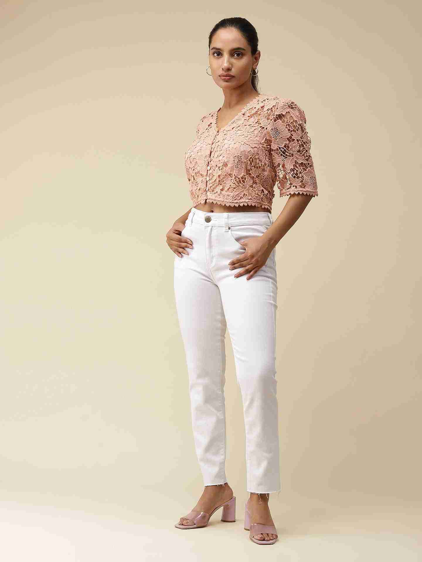 Peach Celine Crop Top