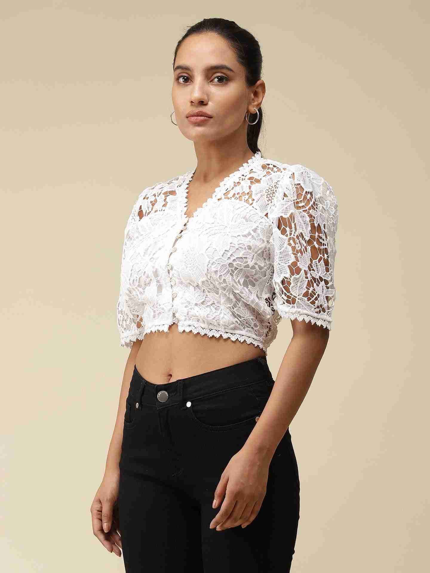 White Celine Crop Top