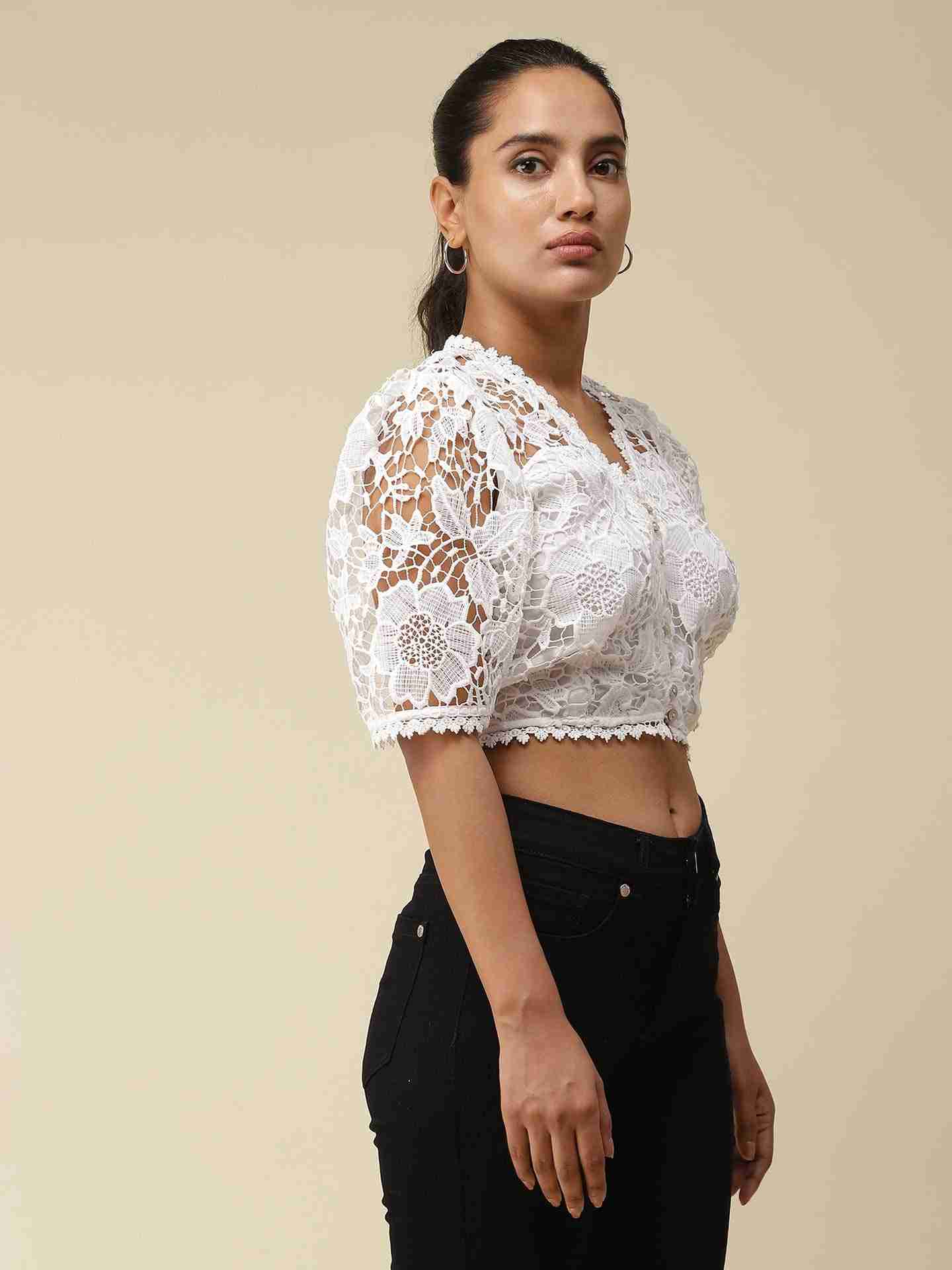 White Celine Crop Top