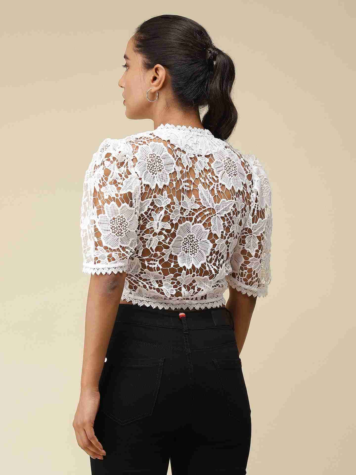 White Celine Crop Top