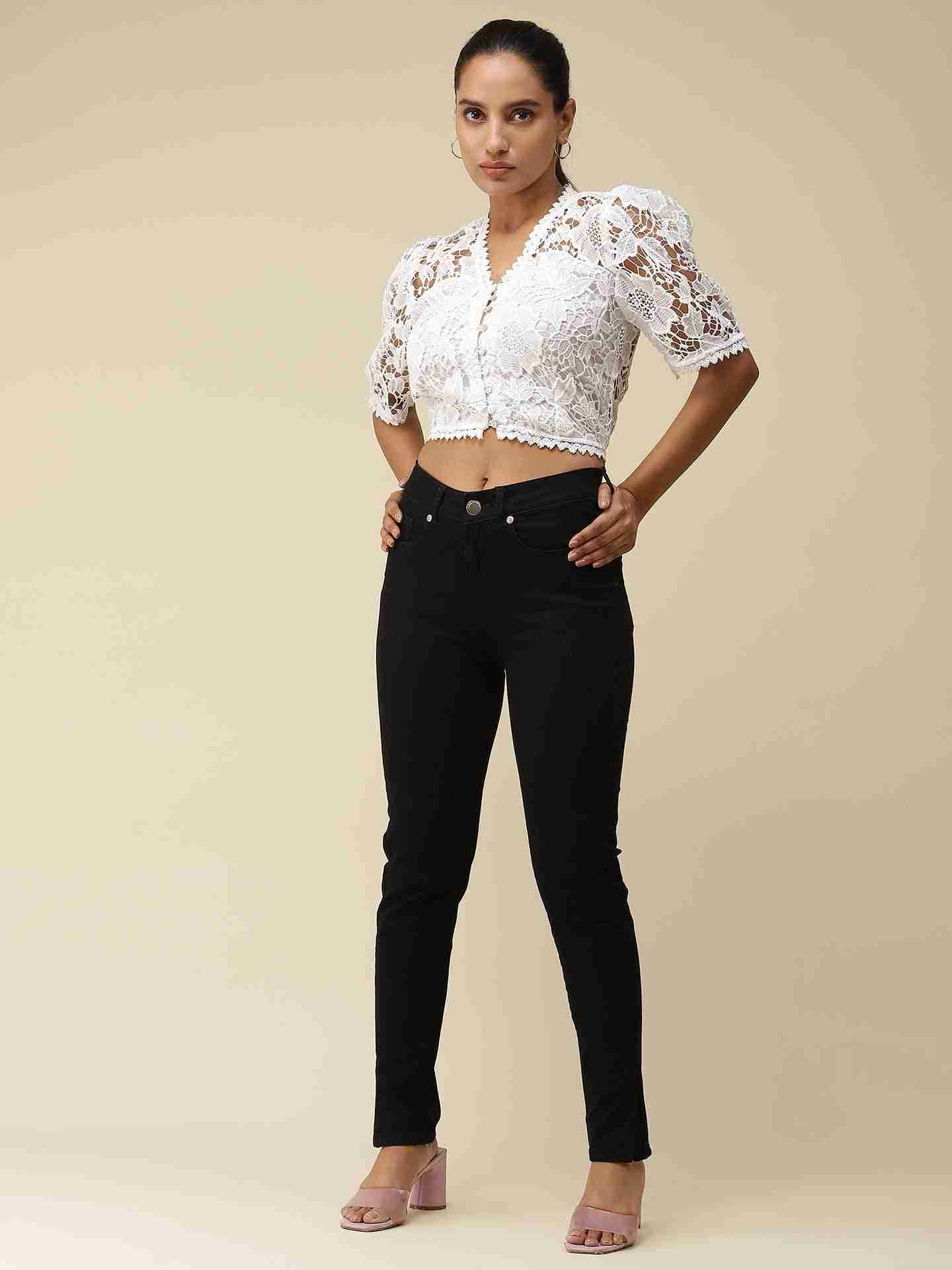 White Celine Crop Top