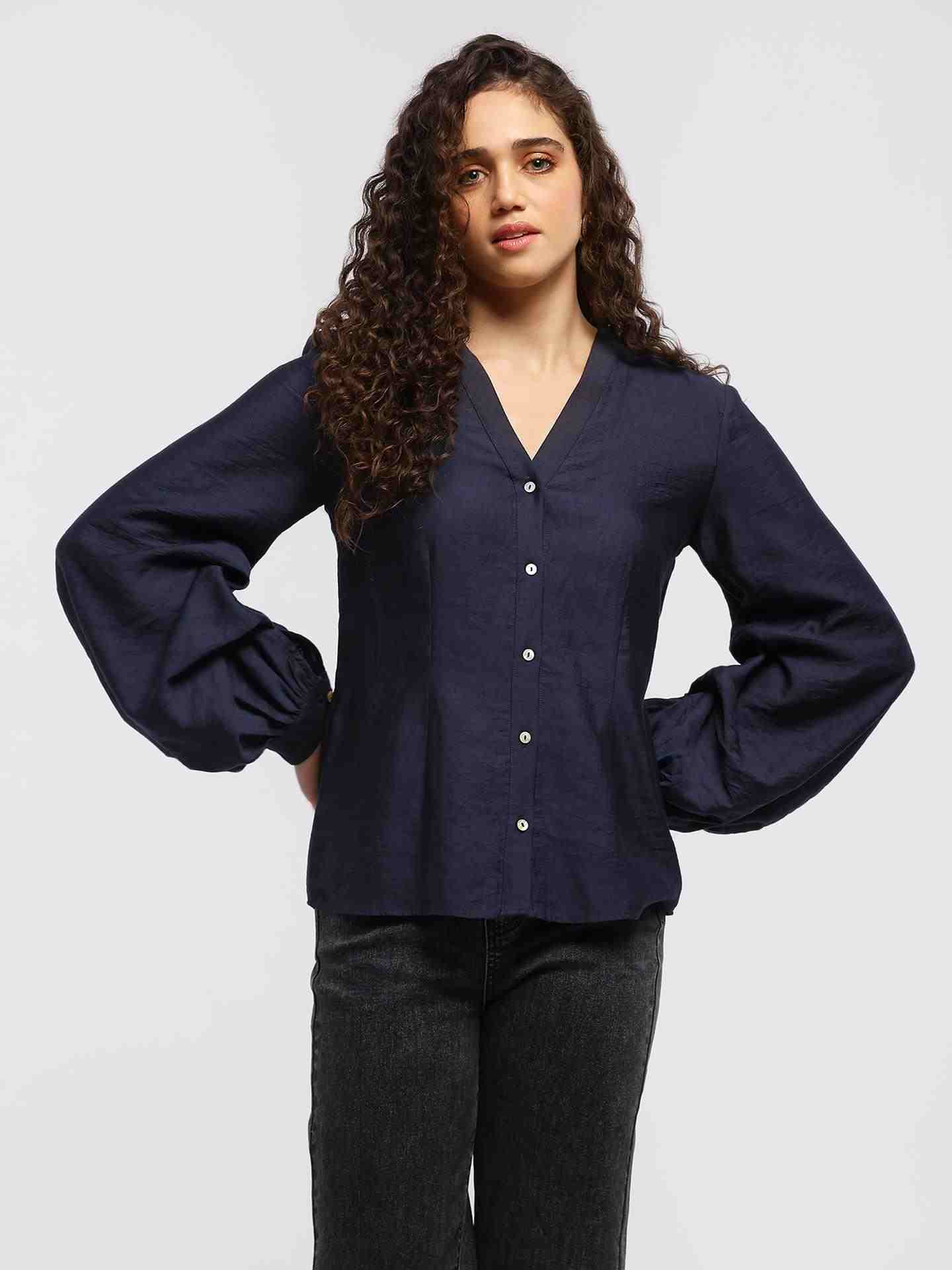 Navy Arabella Top
