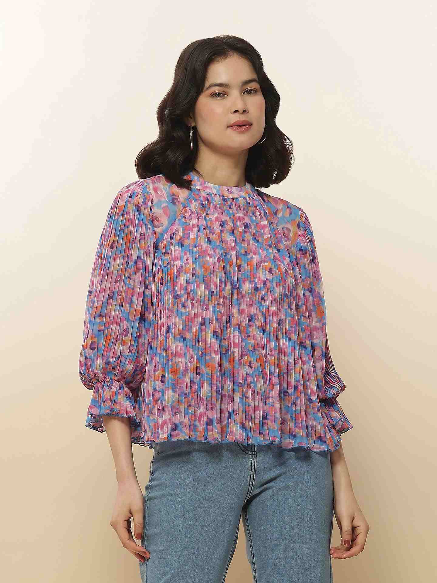 Blue Brianna Peasant Top