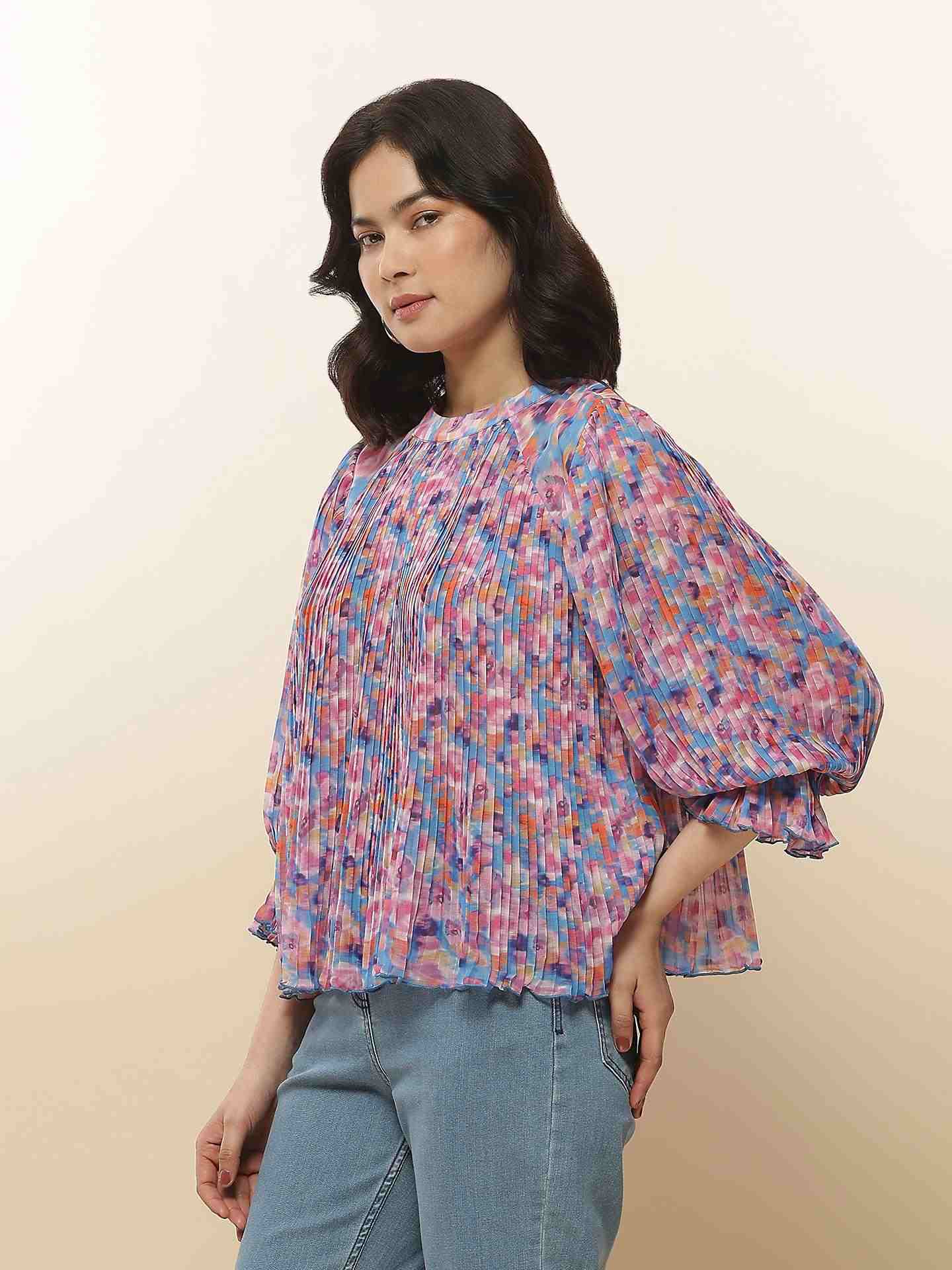 Blue Brianna Peasant Top