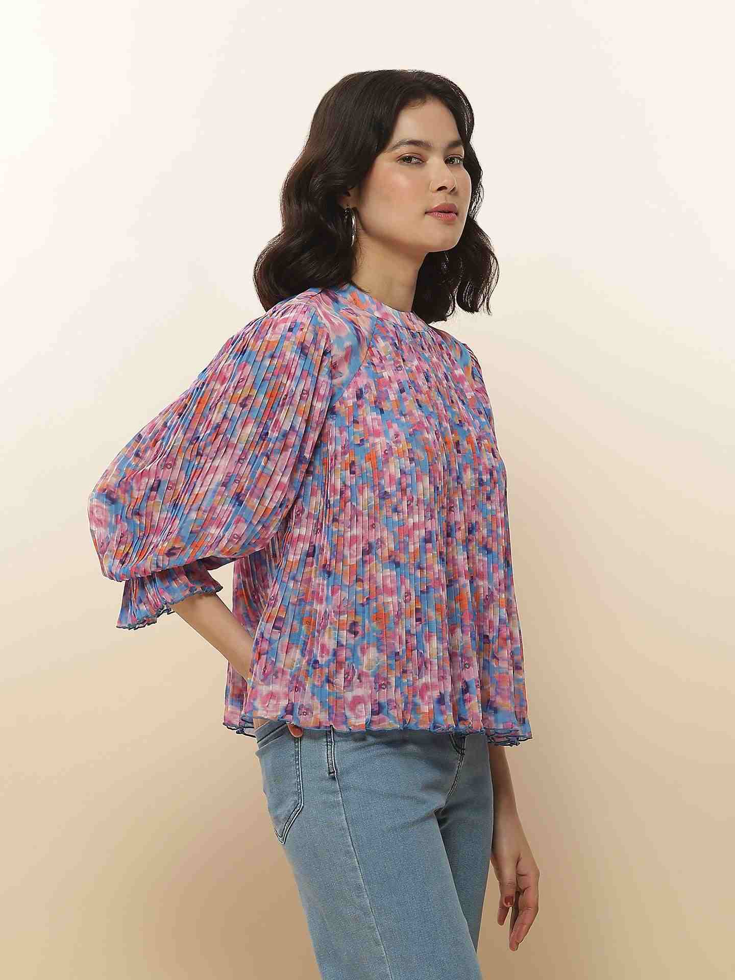 Blue Brianna Peasant Top