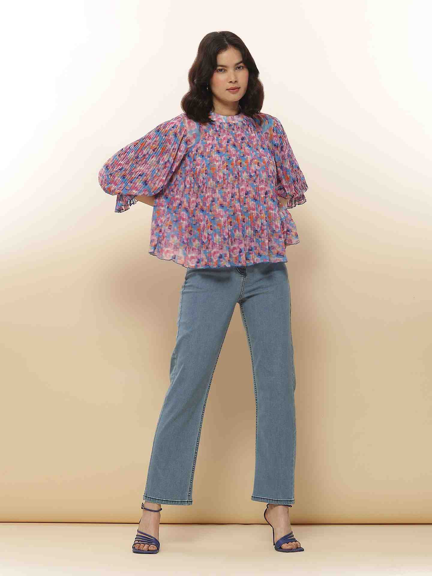 Blue Brianna Peasant Top