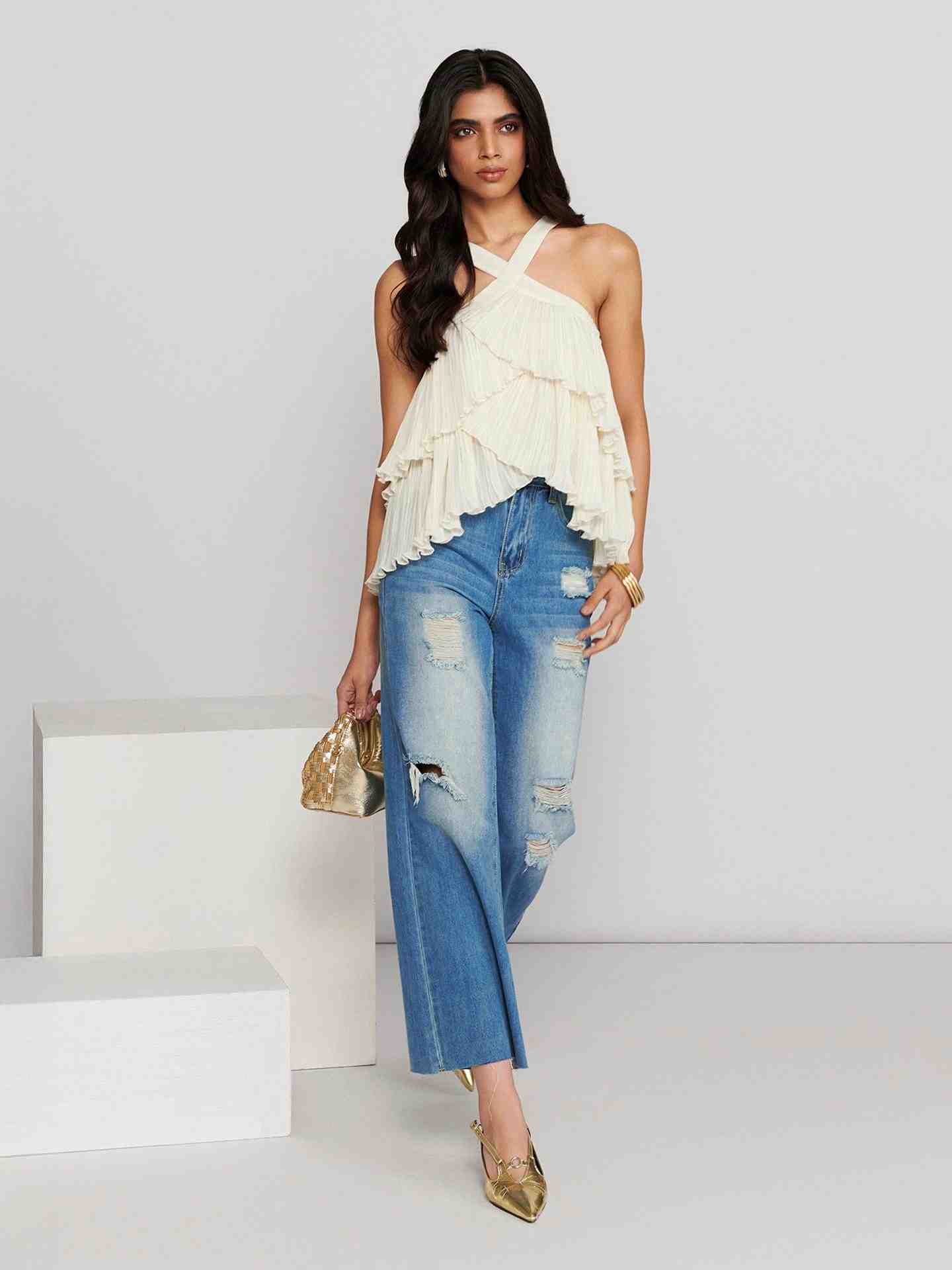 White Fashion Flair Top