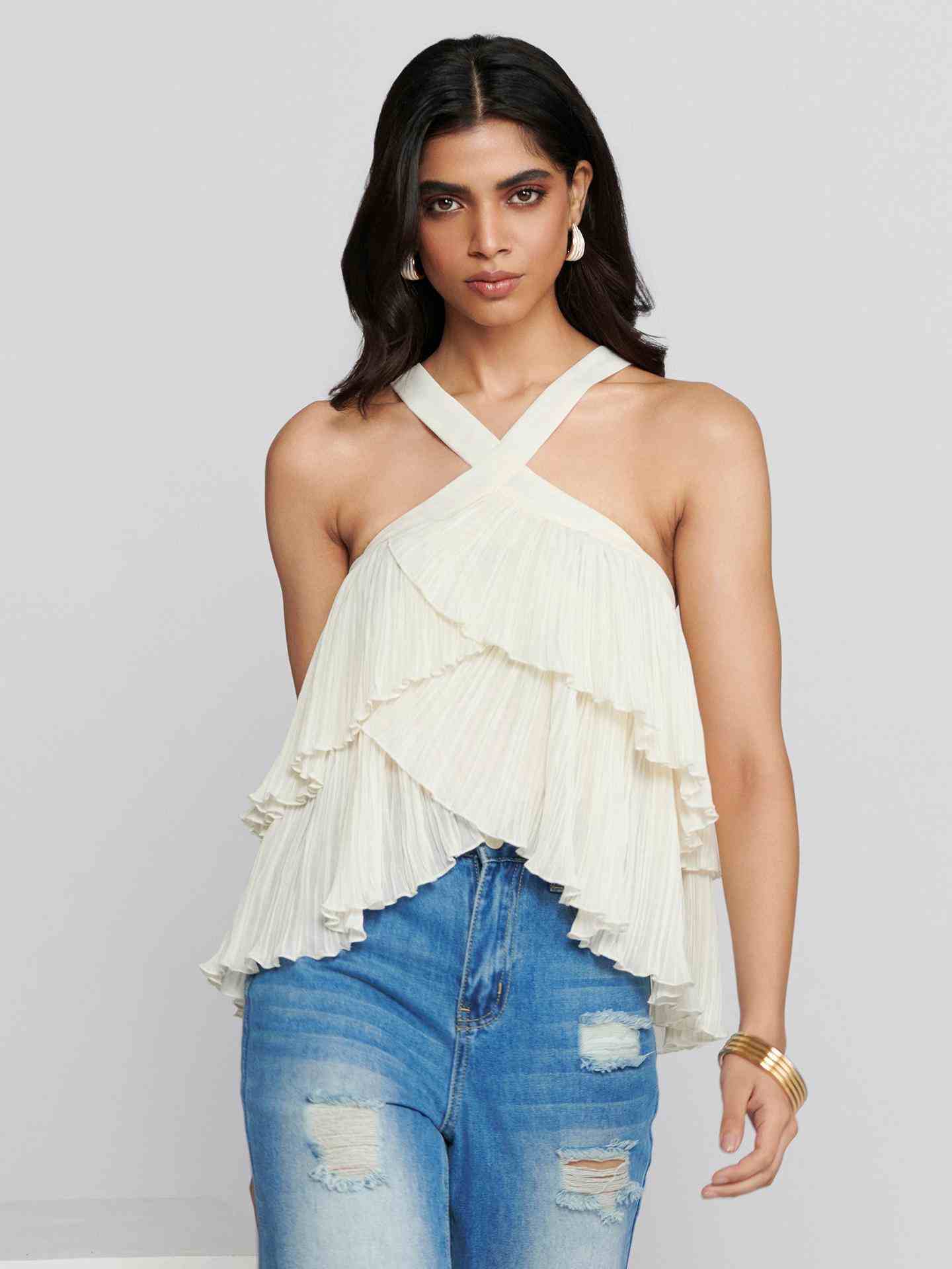 White Fashion Flair Top
