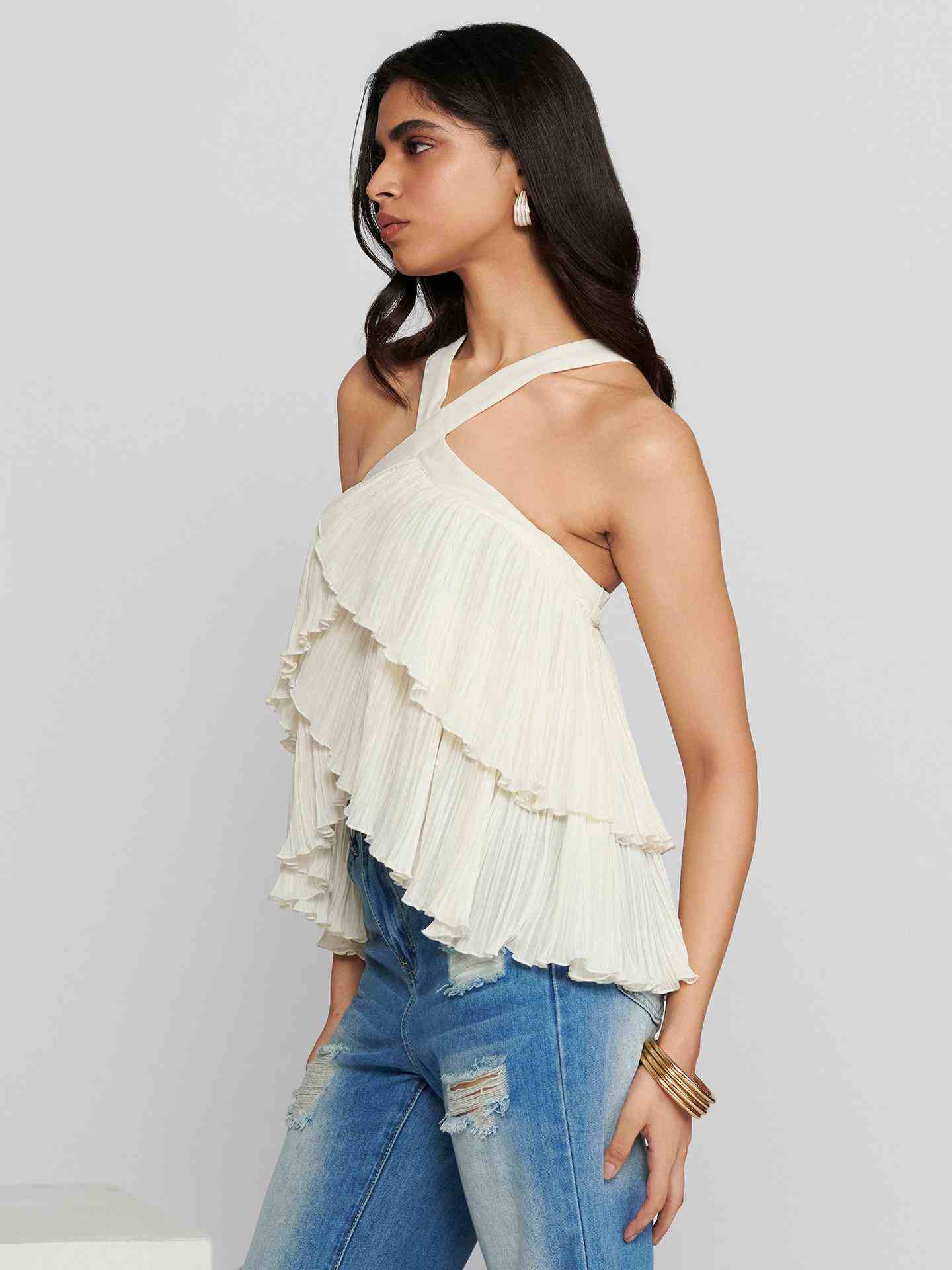 White Fashion Flair Top