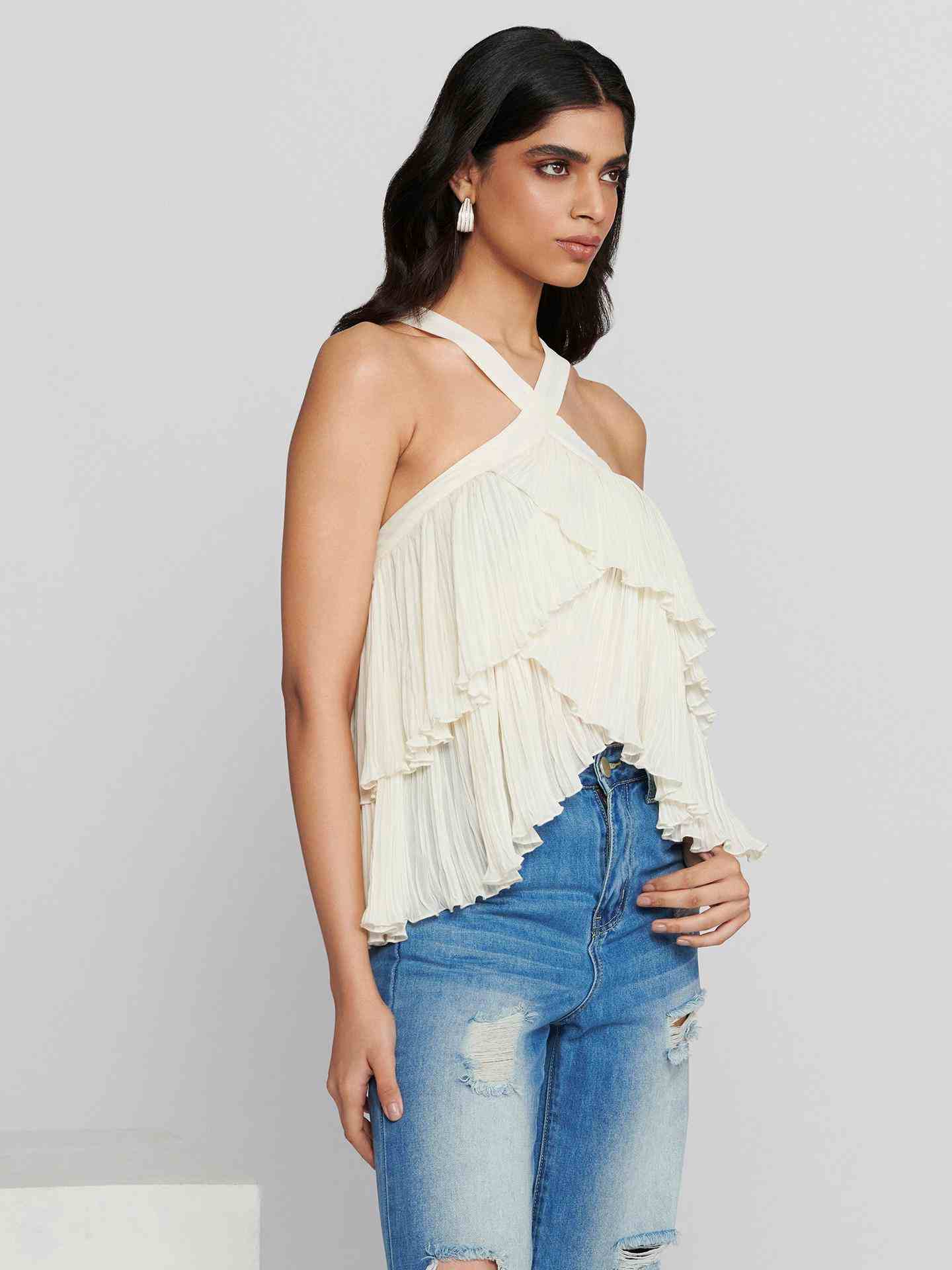 White Fashion Flair Top