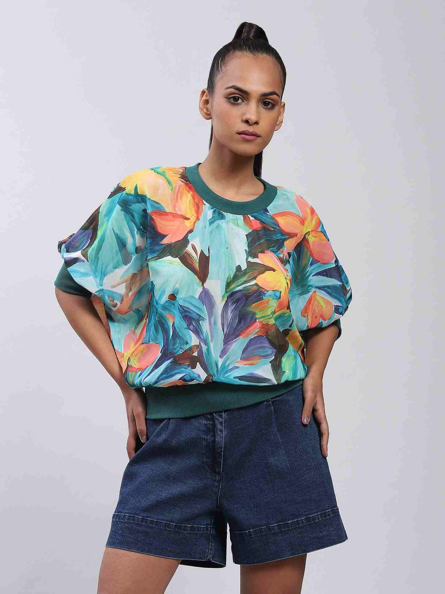 Teal Rosalia Top