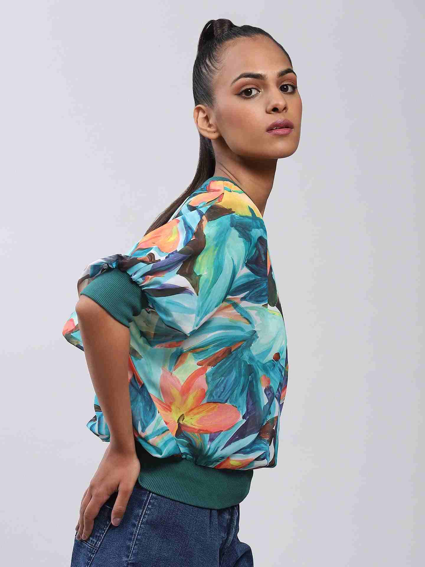 Teal Rosalia Top