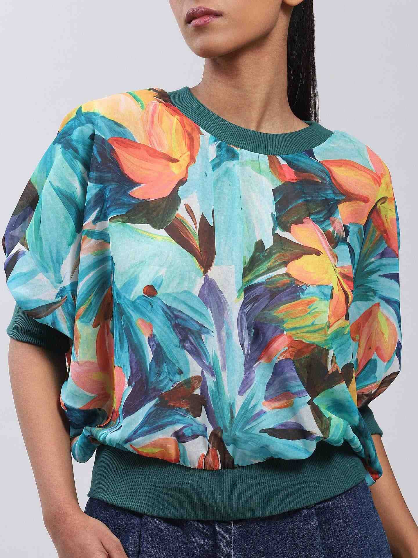 Teal Rosalia Top